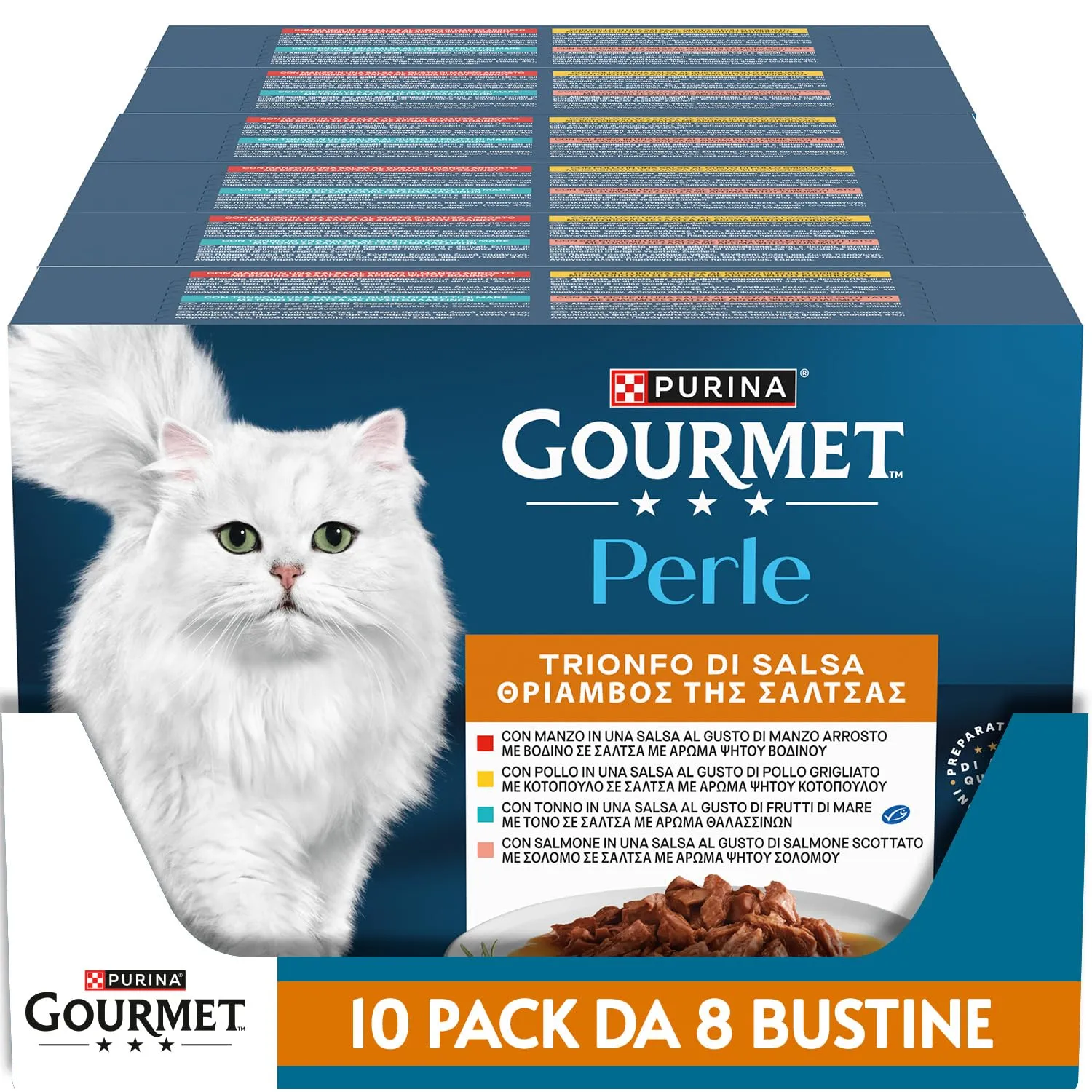 GOURMET Perle Trionfo di Salsa Cibo Umido per Gatti Adulti - Selezione di Sapori