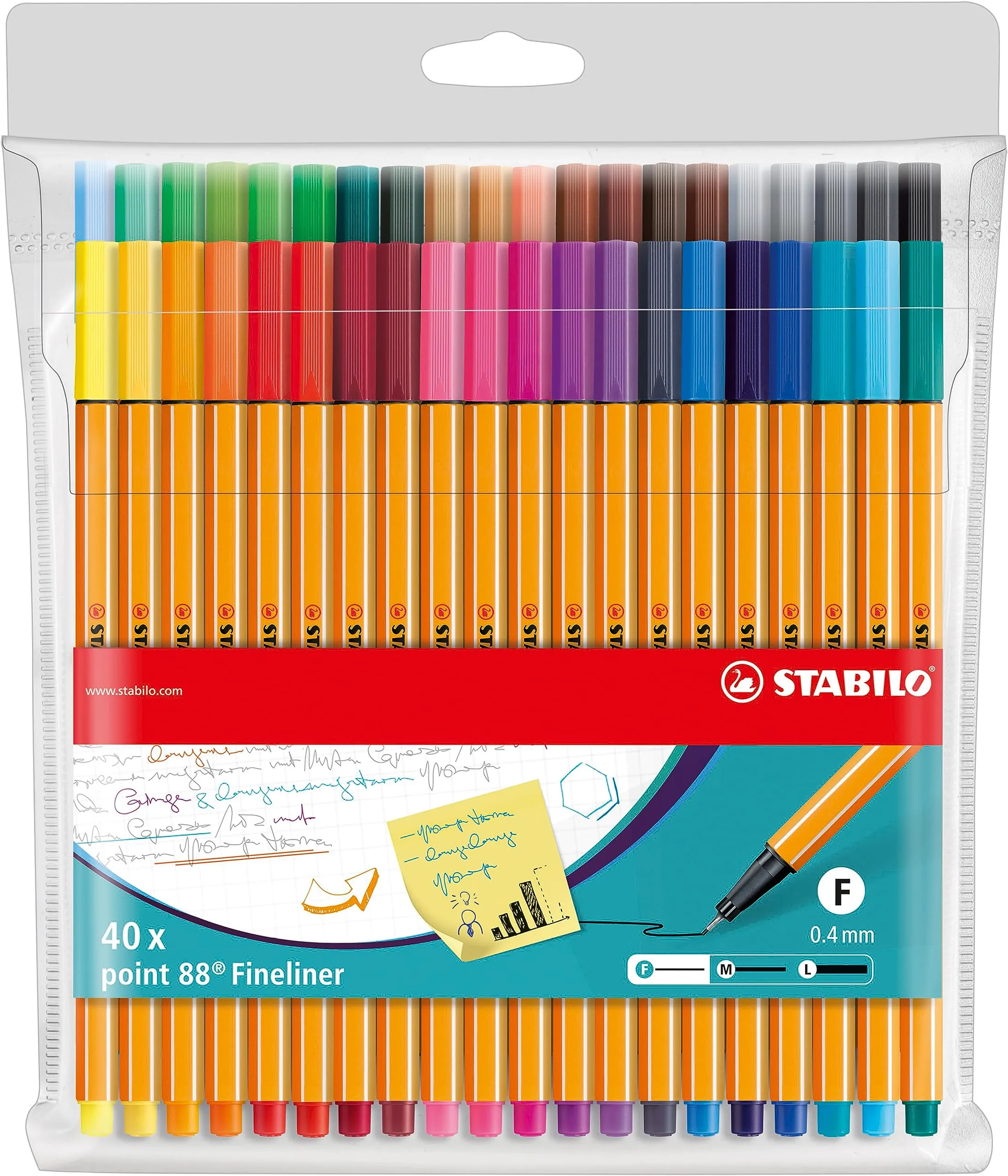 Stabilo Point 88 Fineliner - Astuccio da 40 - Colori Assortiti