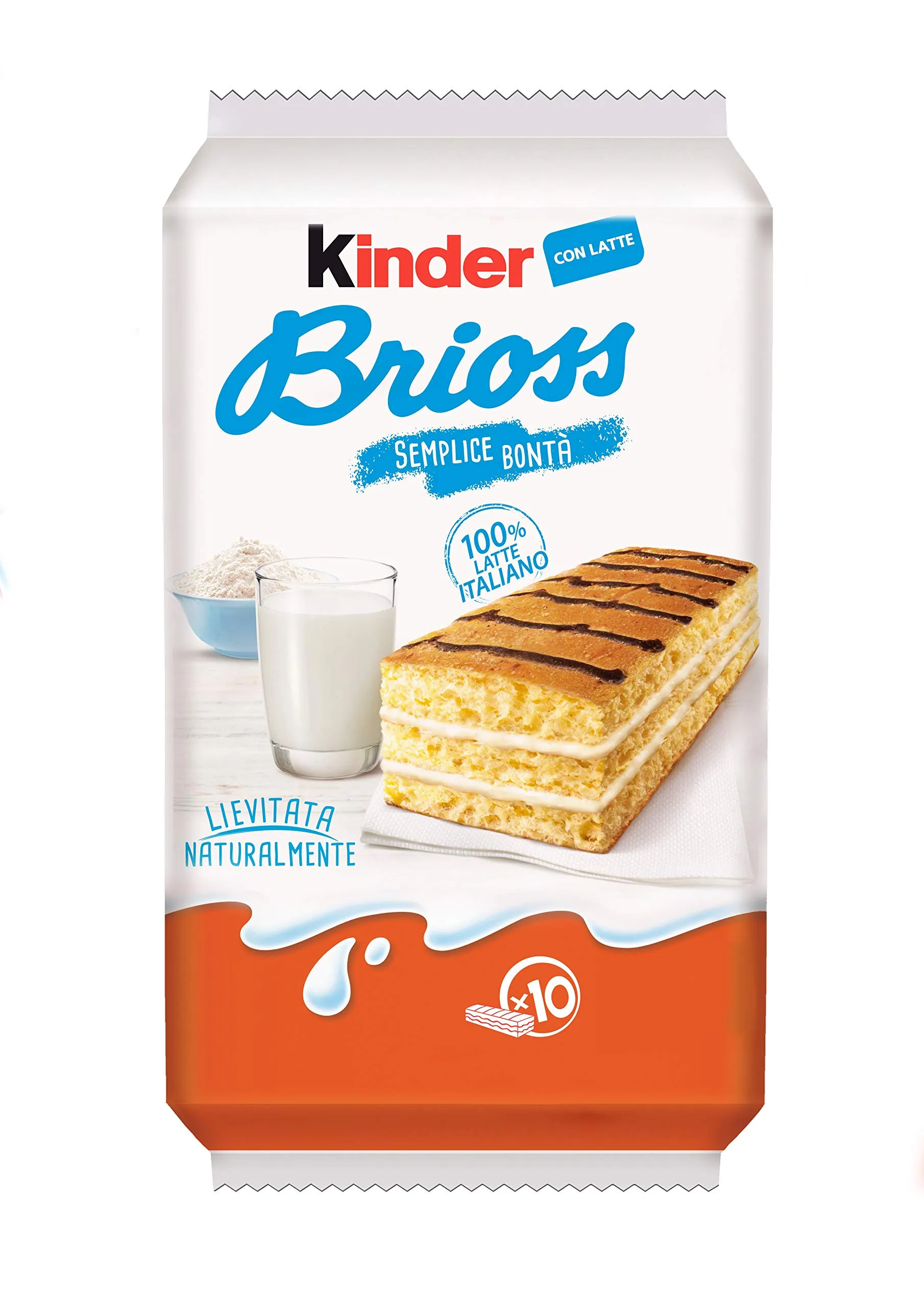 Kinder Brioss - Merendine con Ricca Farcitura al Latte (4 Pezzi da 280g)