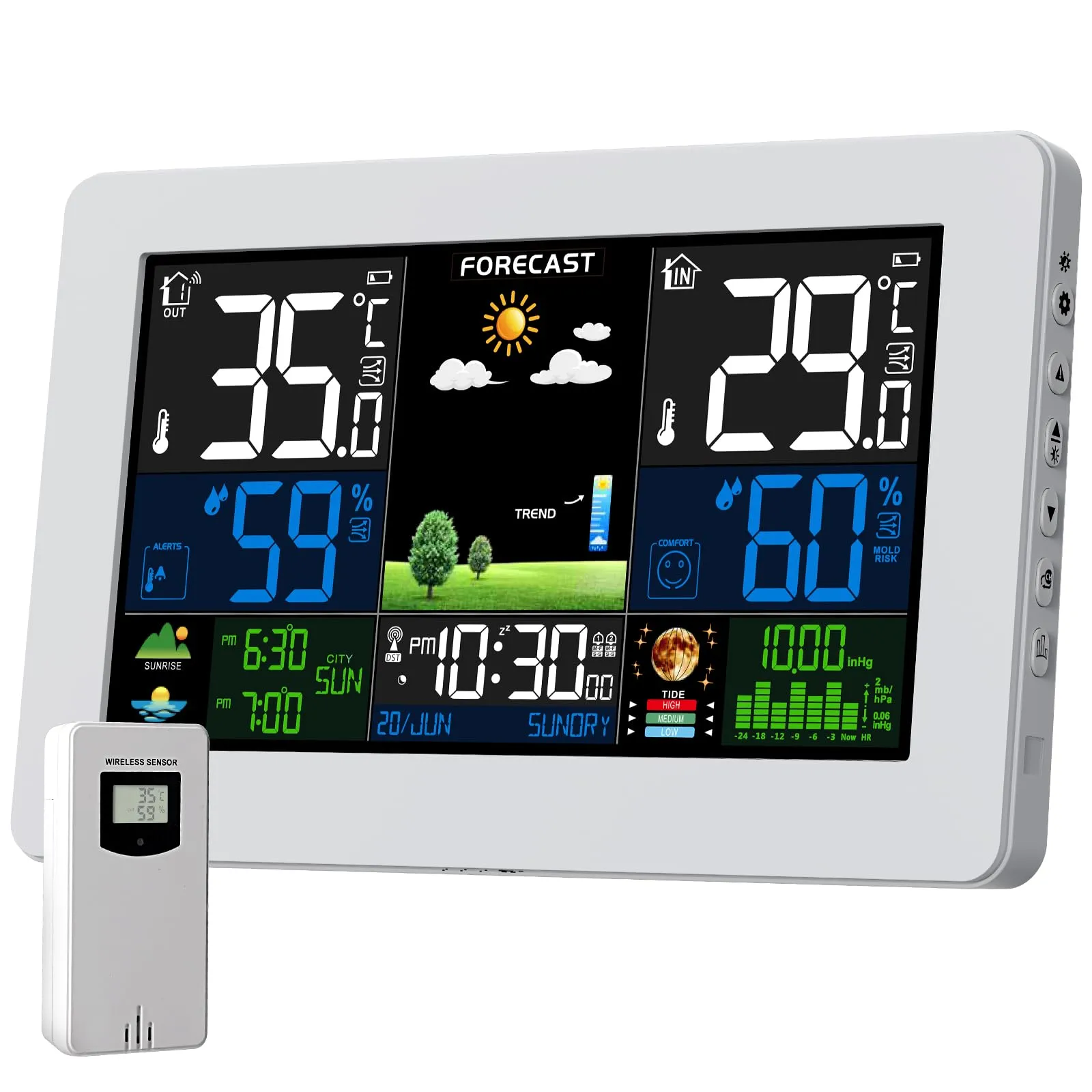 Stazione Meteorologica Digitale Wireless a Colori con Sensore Esterno