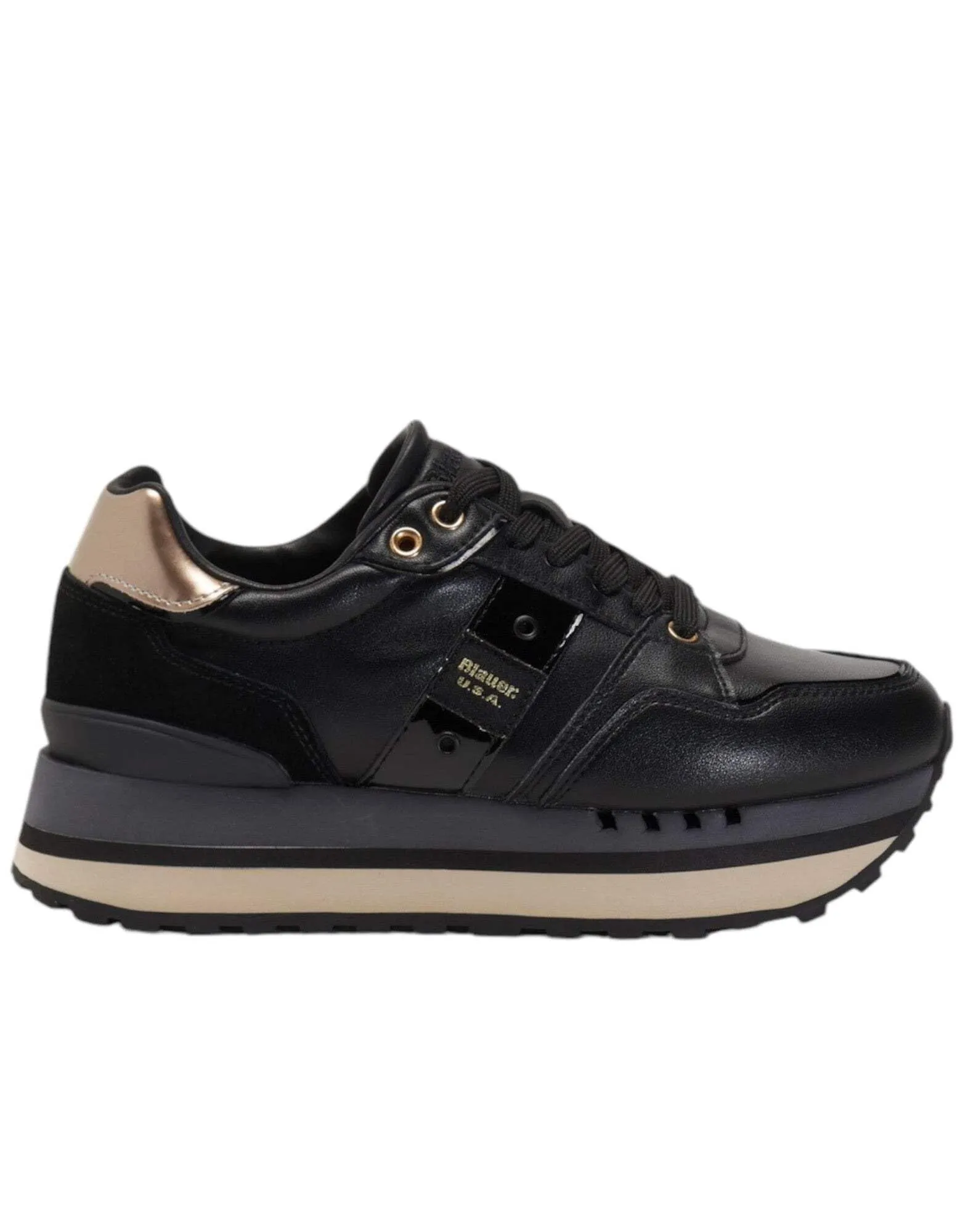 Blauer Sneakers Platform Donna Nere