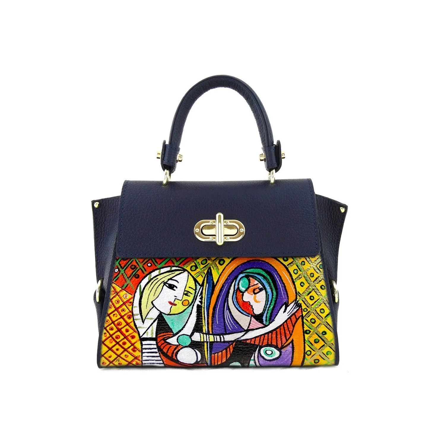 Borsa in Pelle Dipinta a Mano "Ragazza allo Specchio di Picasso"