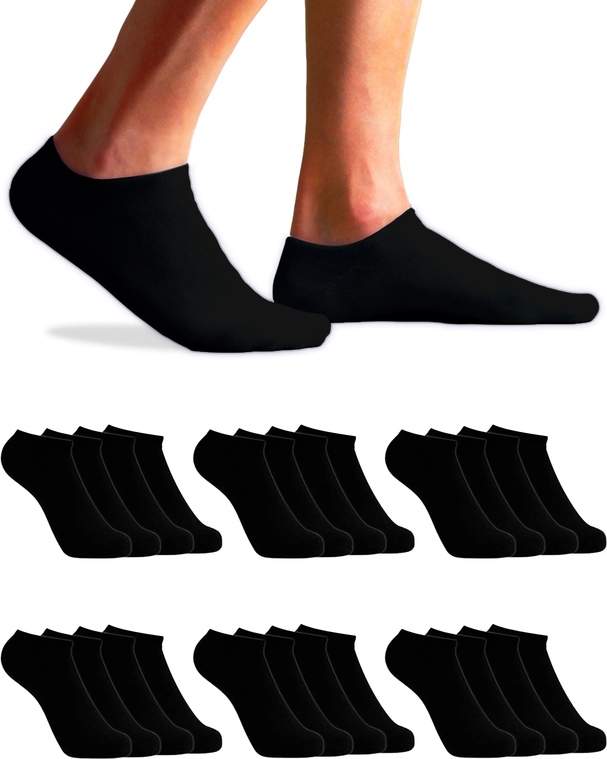 Topline 12 Paia Calzini Uomo e Donna Corti - Fantasmini in Cotone Traspirante