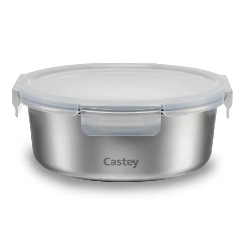 Castey - Contenitore ermetico rotondo in acciaio inox 650ml