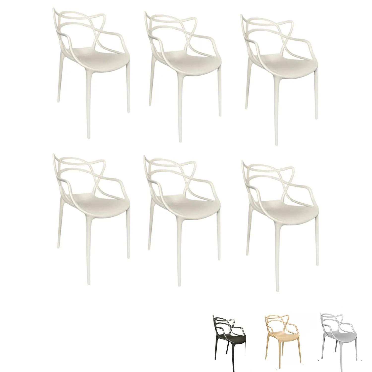Set di 6 Sedie da Giardino Paluplus Twist Bianco
