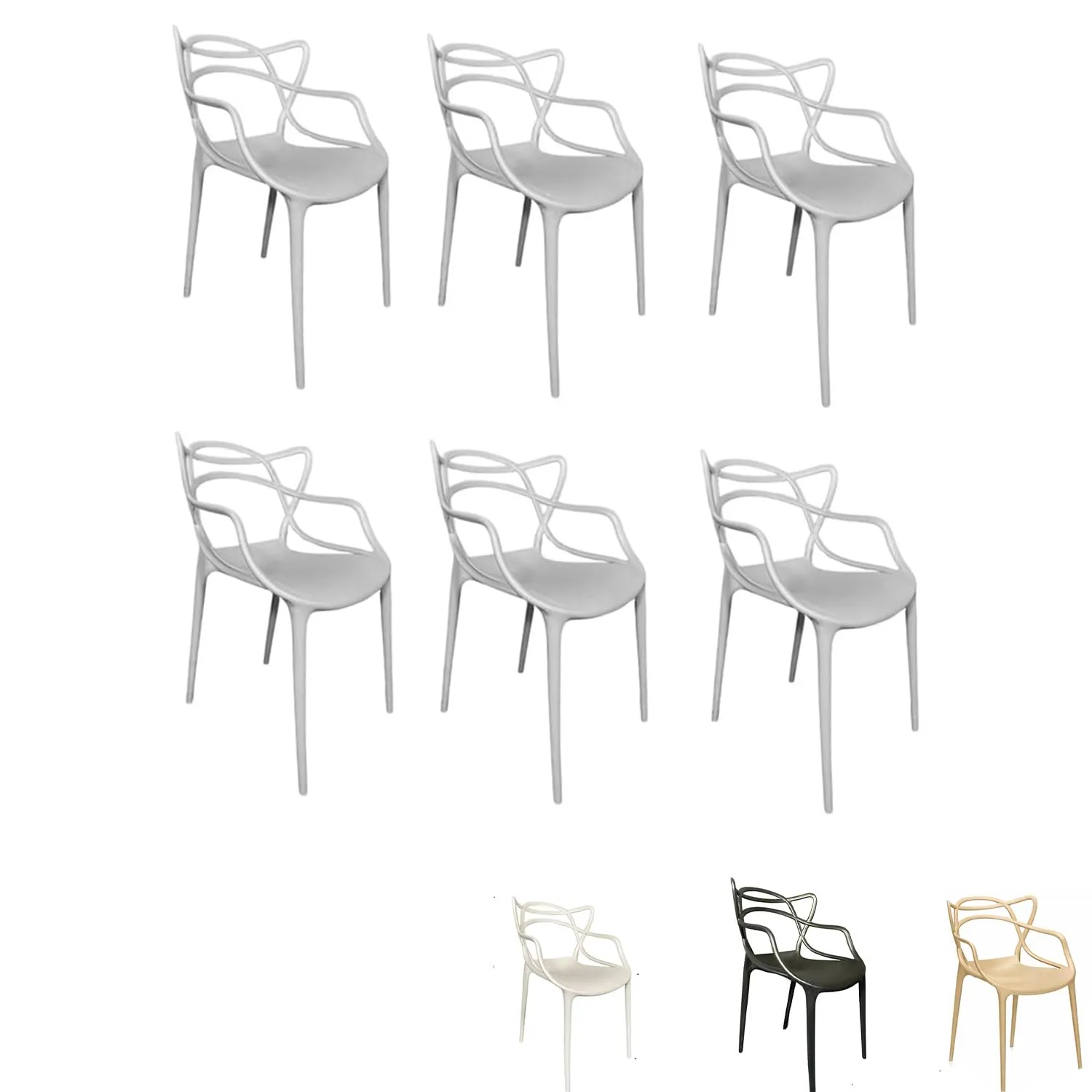 Set 6 Sedie da Giardino Paluplus Twist Grigio Chiaro