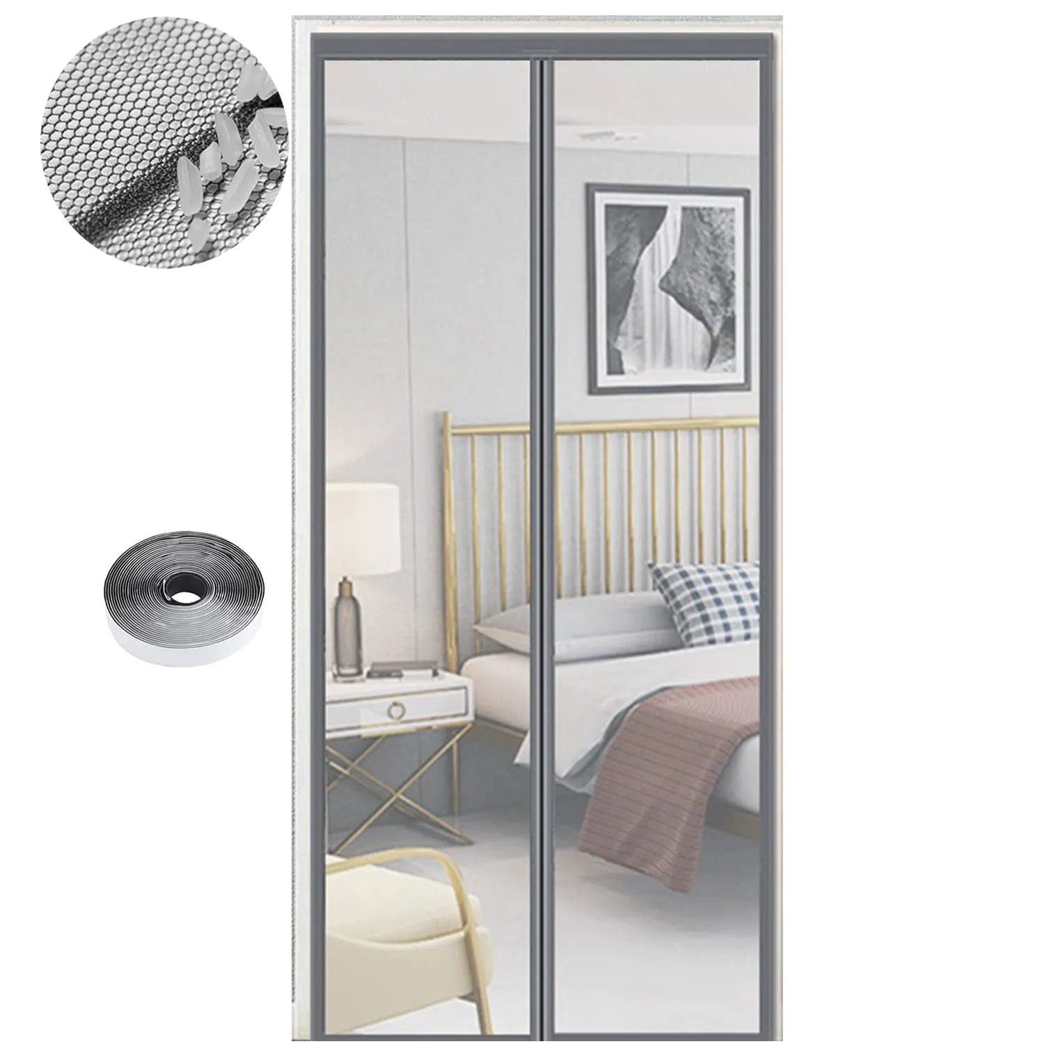 Zanzariera Magnetica per Porte 120x230 cm Grigio Puro