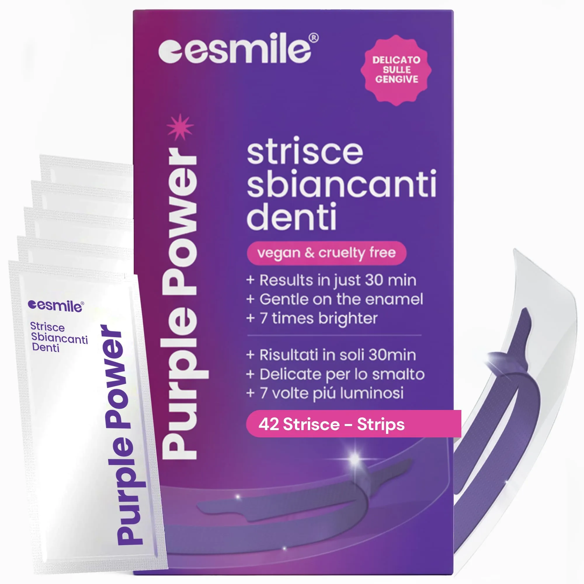 ESMILE 42 Strisce Sbiancanti Denti Professionali Viola
