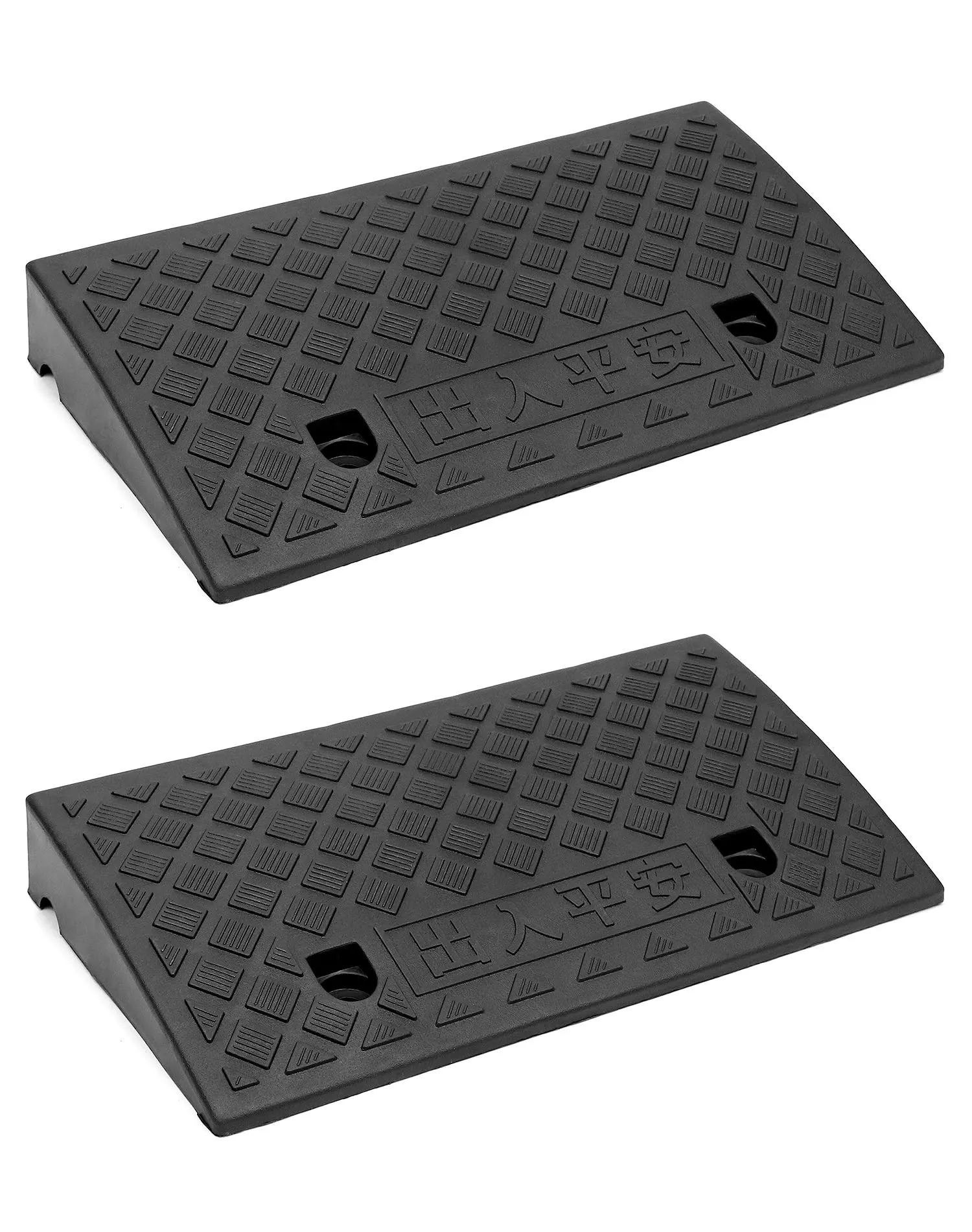 QWORK® Coppia Rampe Carrabili per Marciapiede in Plastica - 49x27x7 cm
