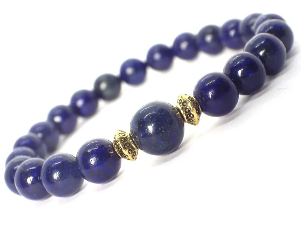 Bracciale Vintage Donna Metallo Oro Lapislazzuli Blu