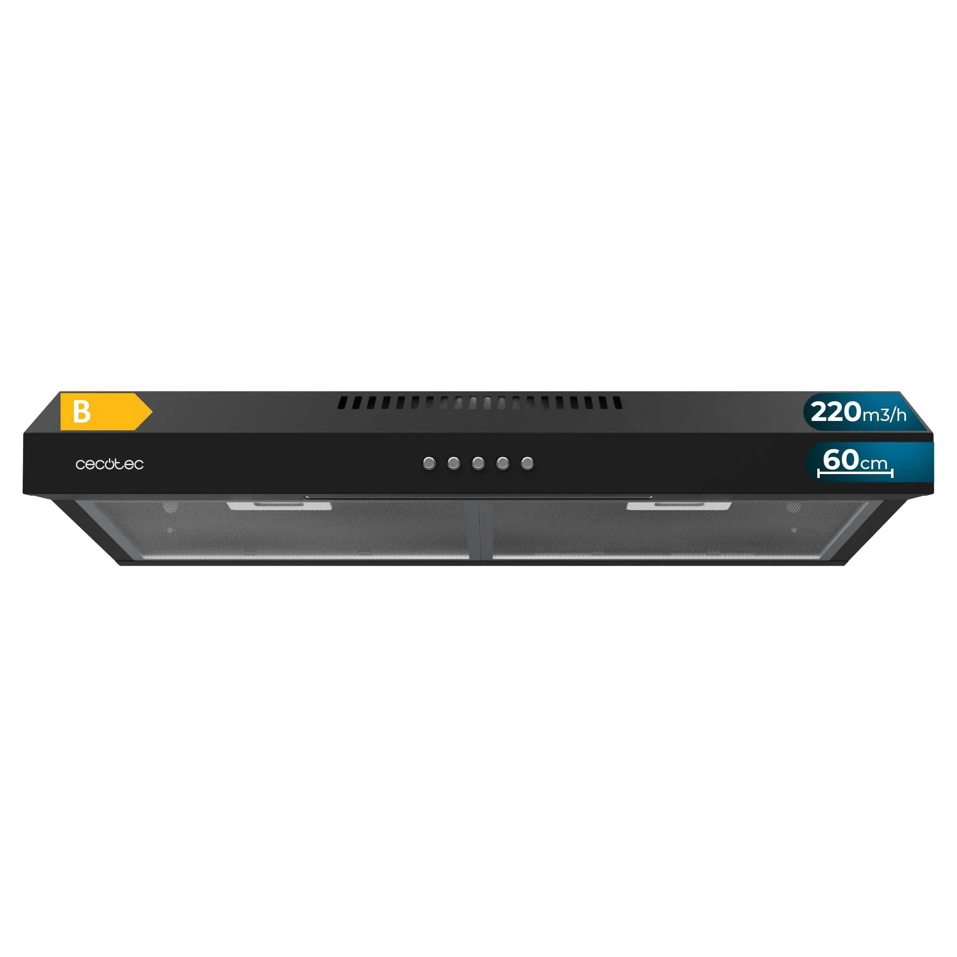 Cappa Aspirante Cecotec Bolero Flux CM 602200 Black B 60cm