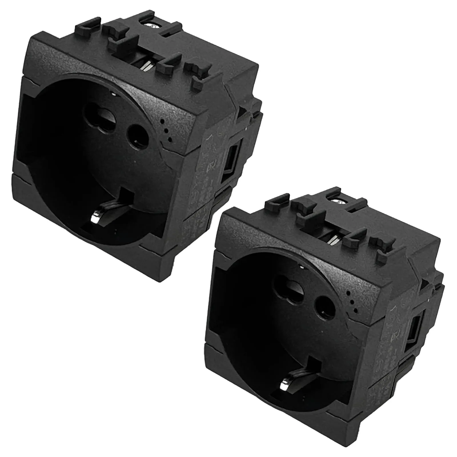 Kit 2 Prese Schuko Bipasso Nere Compatibili Bticino Living Light