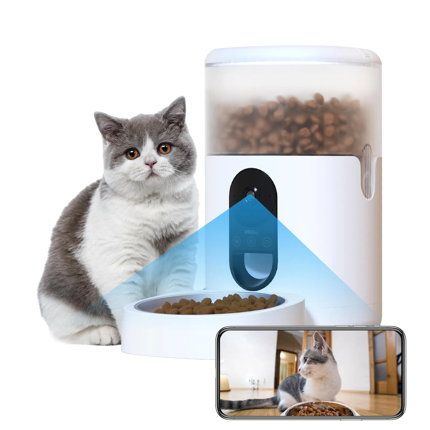 Imou PF1 Dispenser Smart di Cibo per Animali Domestici 4L con Telecamera Fisheye