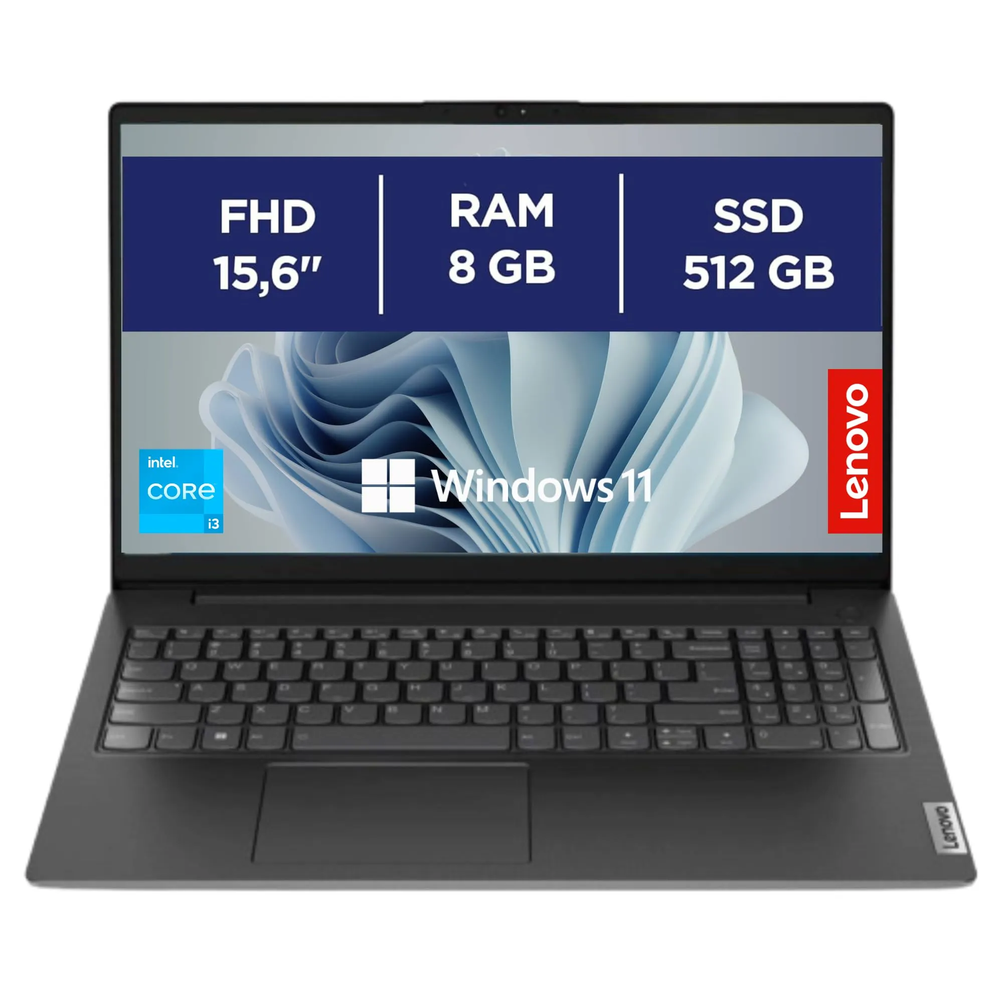 Lenovo Notebook 15,6" Full HD, Intel i3-1315U, 8GB RAM, 512GB SSD, Win 11 Pro