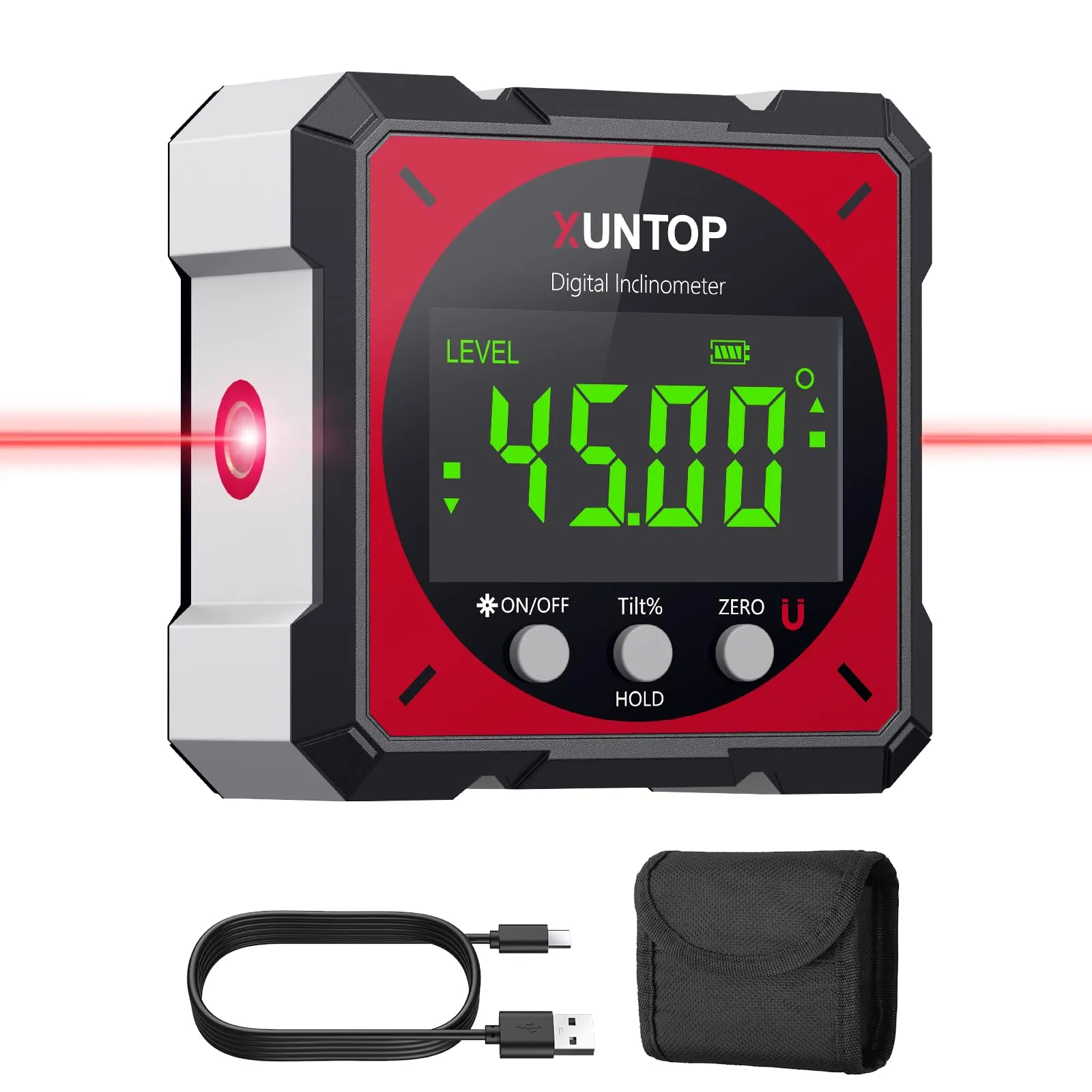 XUNTOP Livella Digitale con Laser e Magneti, Inclinometro Elettronico Ricaricabile