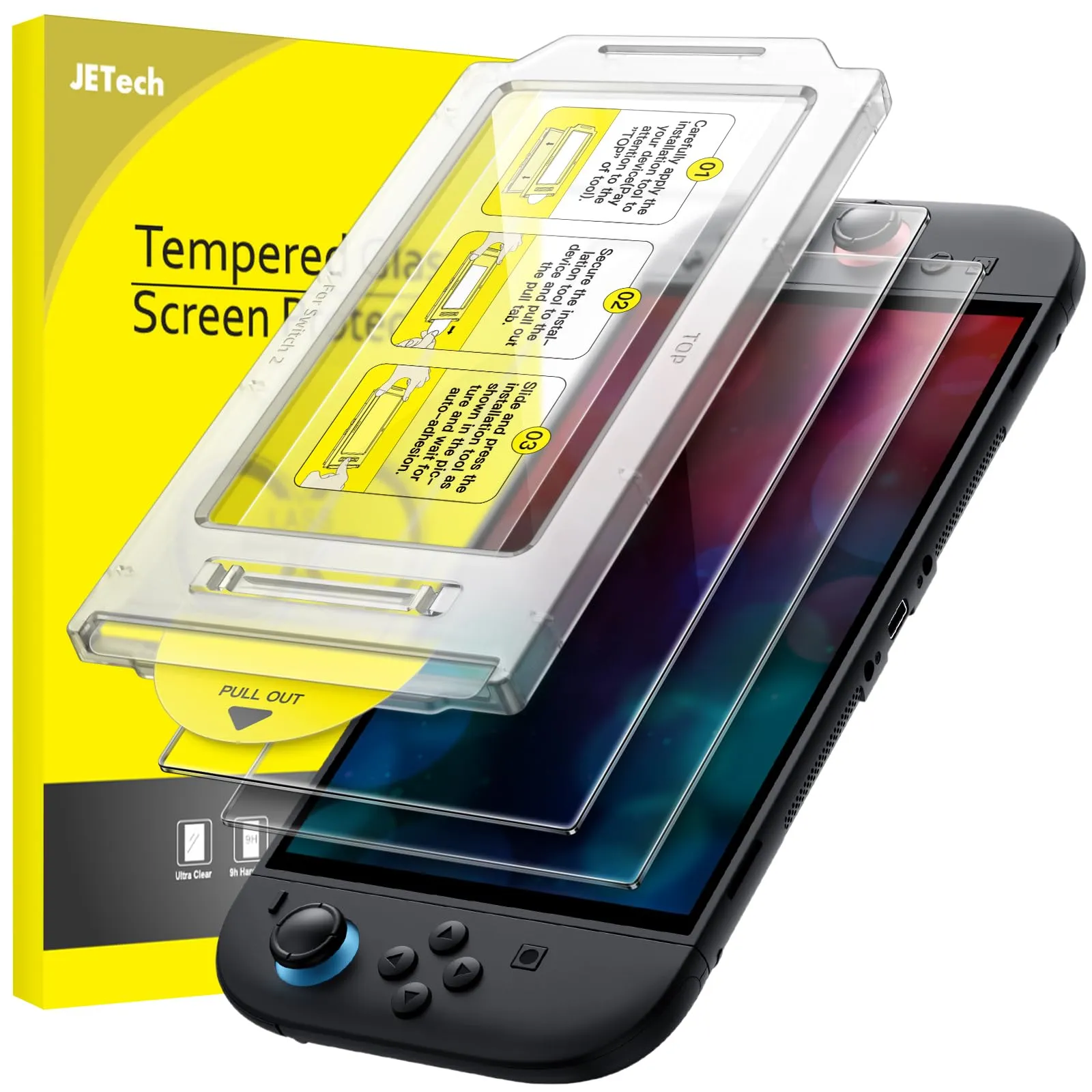 JETech Pellicola Protettiva Allineamento Automatico per Nintendo Switch 2 (2 Pezzi)