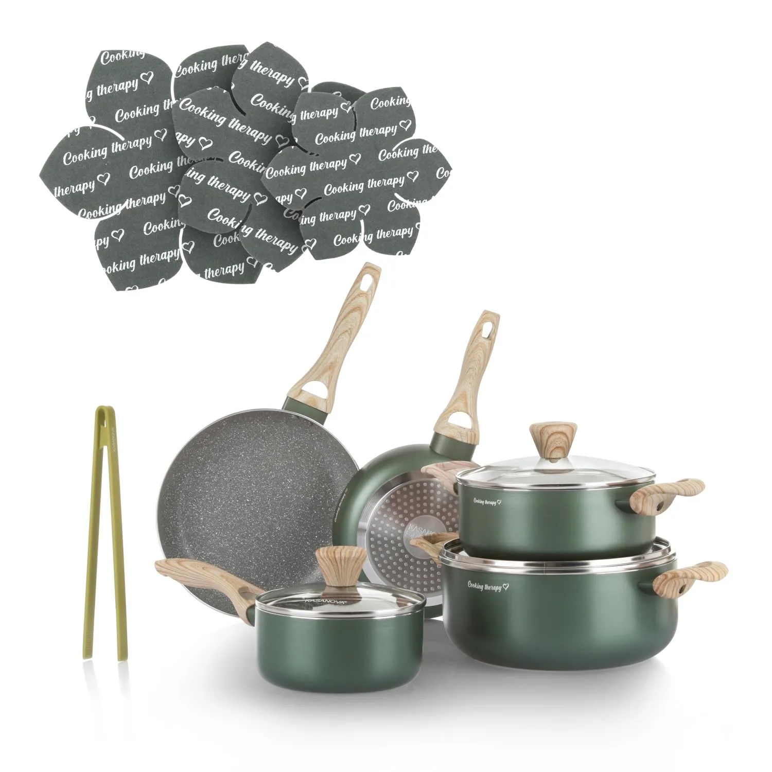KASANOVA Batteria pentole Cooking Therapy - Set 12 pezzi per induzione e antiaderenza