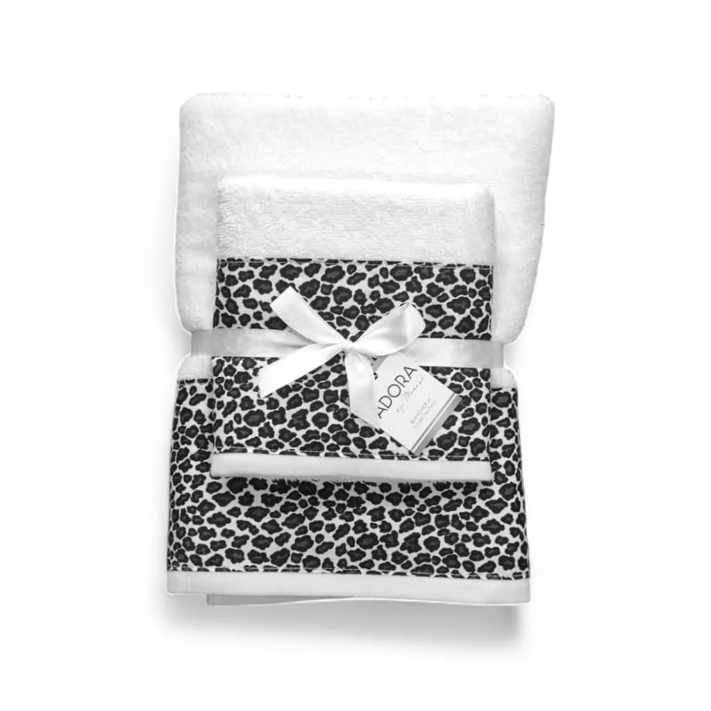 Set di Asciugamani da Bagno in Cotone Made in Italy con Bordo Fantasia