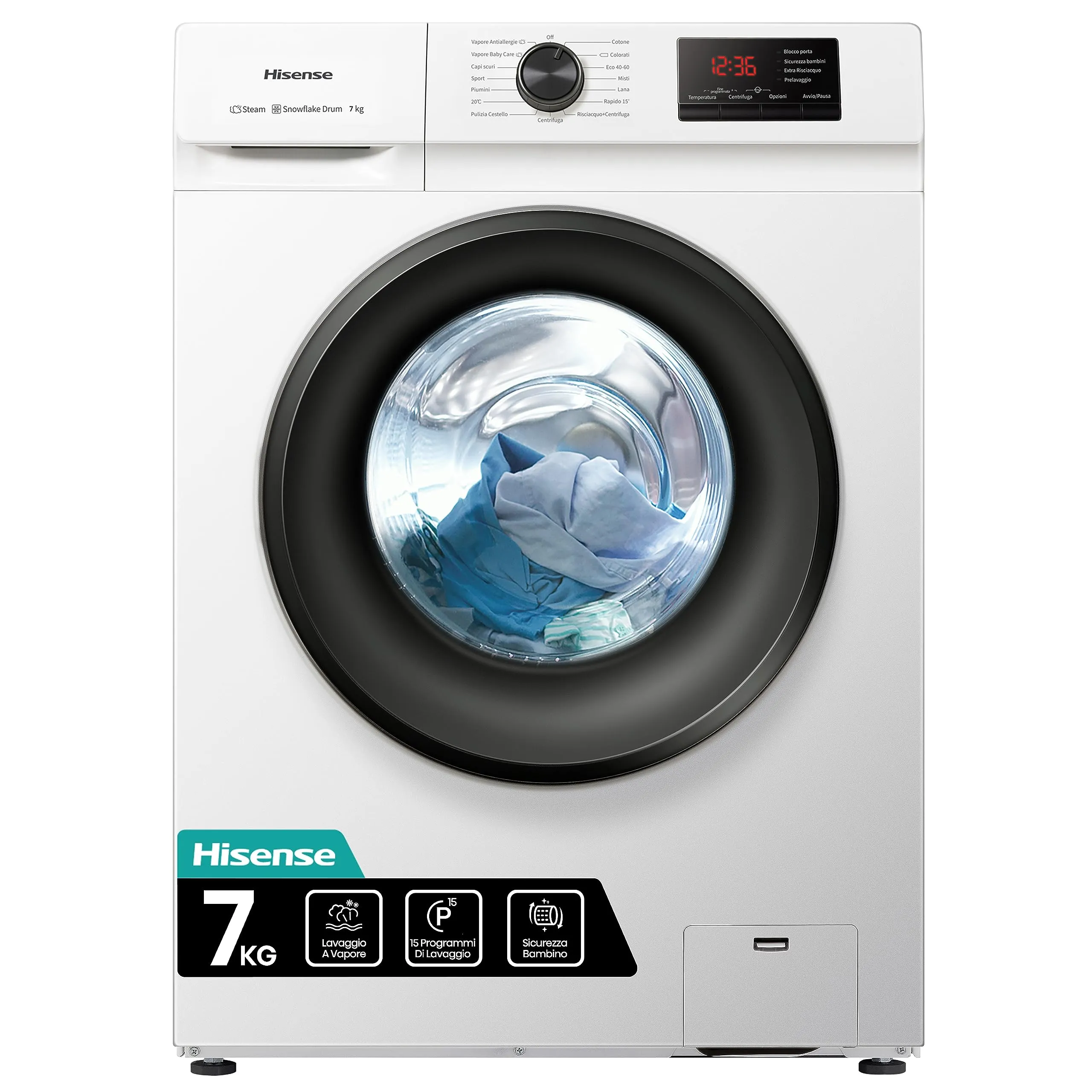 Hisense WFVB7012EM - Lavatrice a Carica Frontale 7 Kg