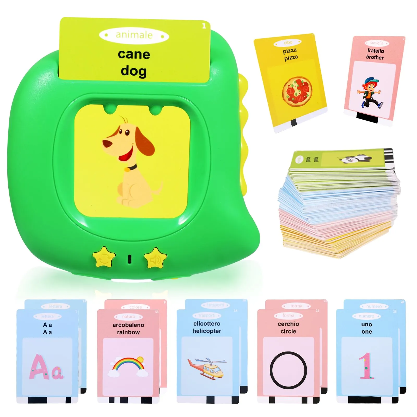 CUTEEEE Schede Flash Cards Parlanti Bilingue Italiano-Inglese per Bambini