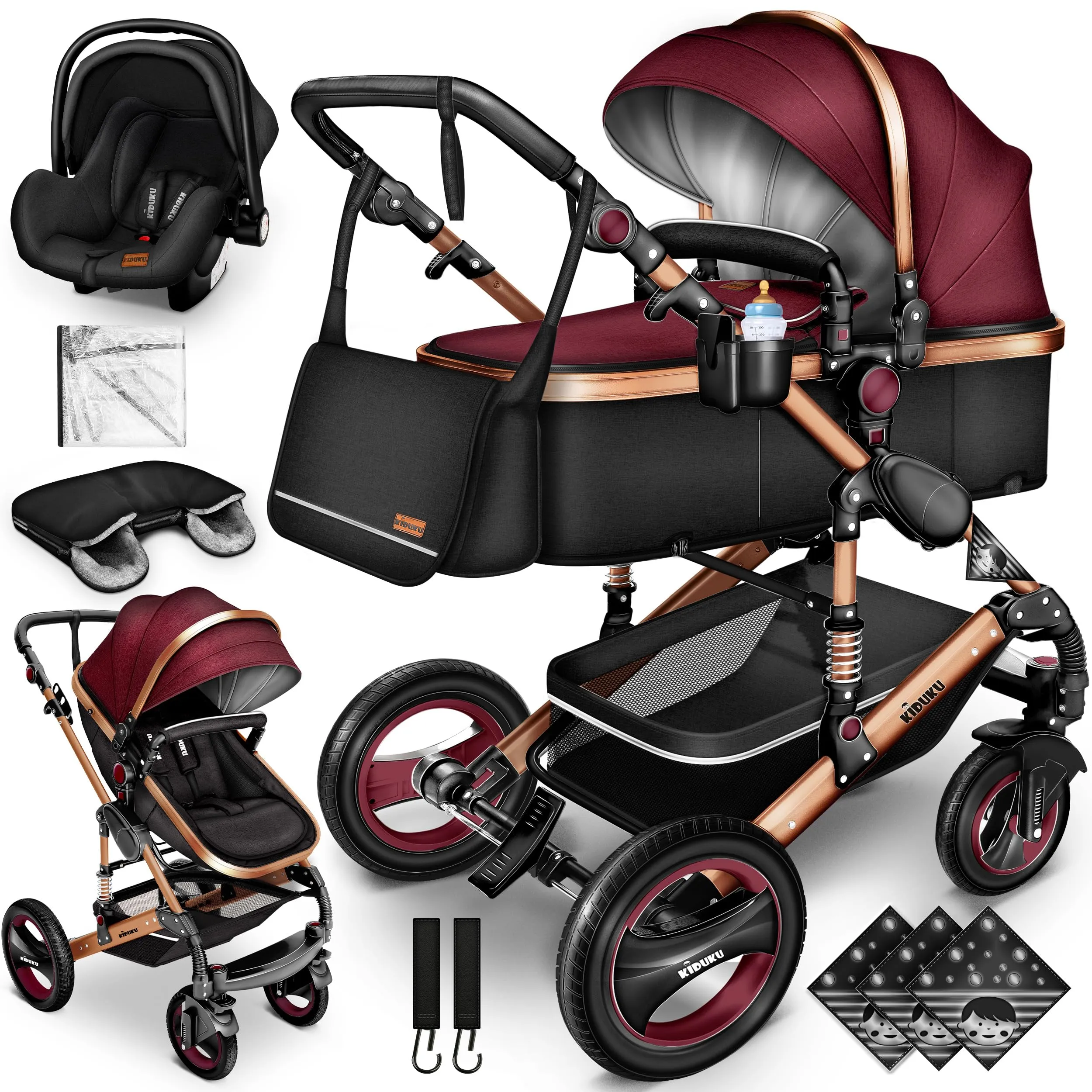 KIDUKU® Passeggino Trio 3 in 1: Comfort, Sicurezza e Versatilità per il Tuo Bambino
