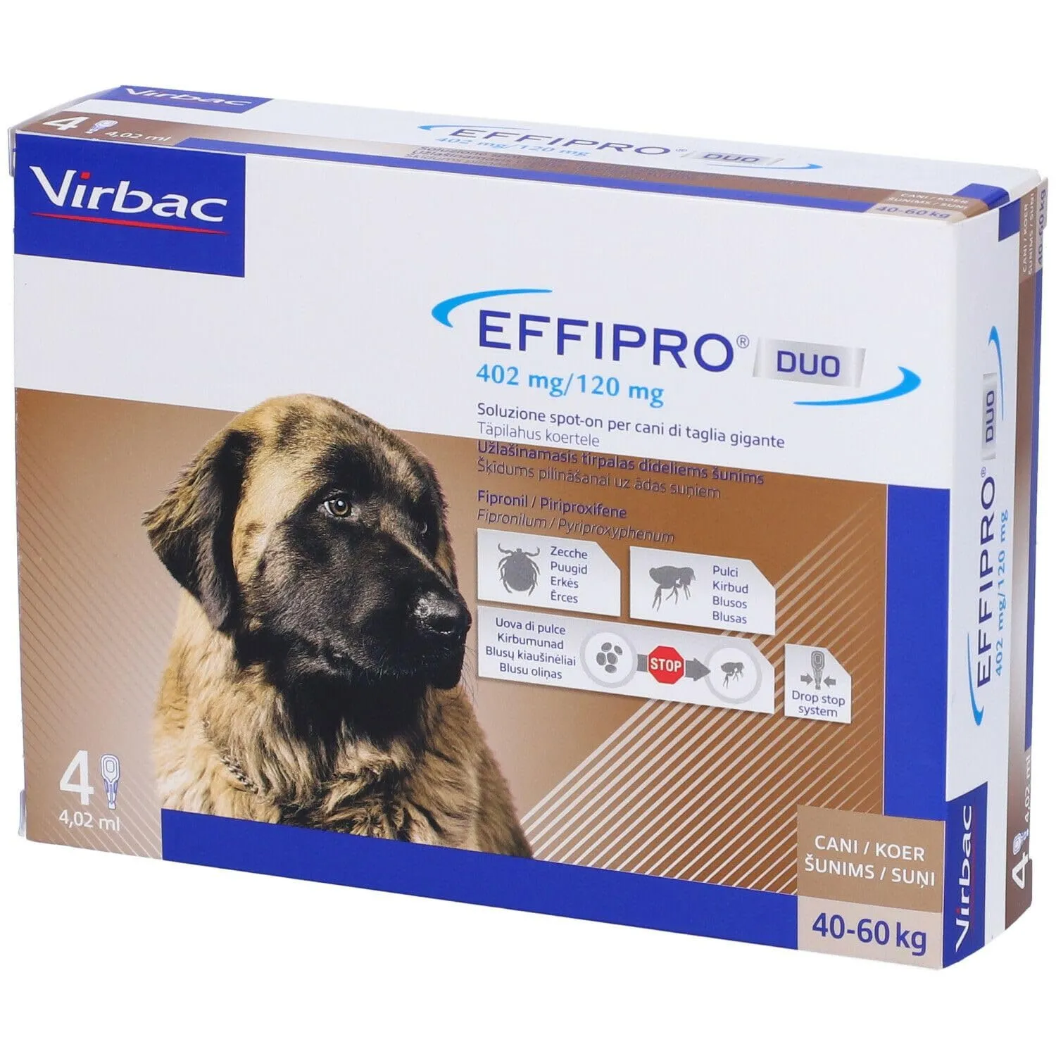 Effipro Duo Cane XLarge 40-60 kg - 4 Pipette