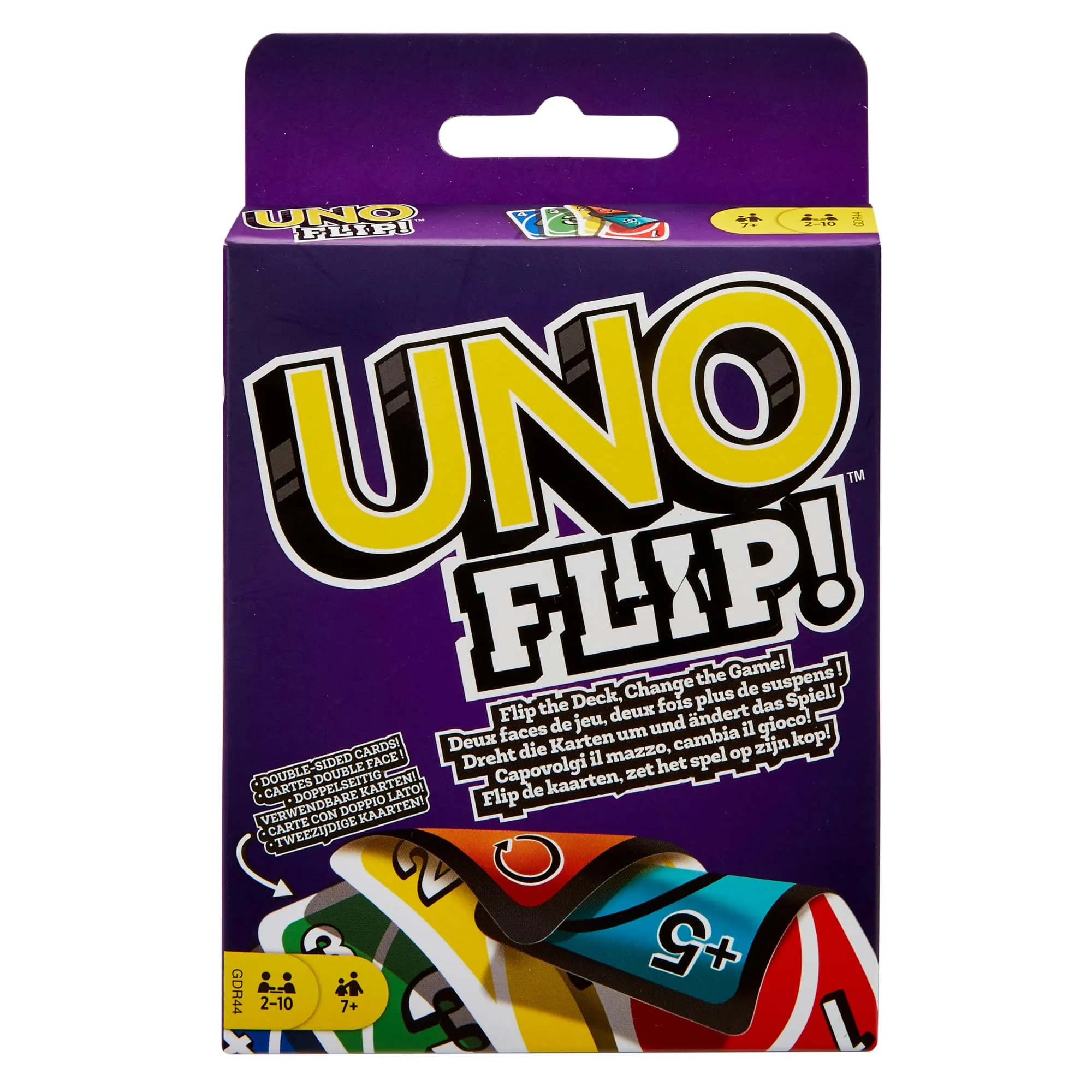 Mattel Games - UNO FLIP!, il mitico gioco di carte in nuova elettrizzante variante, con il mazzo fronte/retro e una carta speciale FLIP, giocattolo per bambini, 7+ anni, GDR44