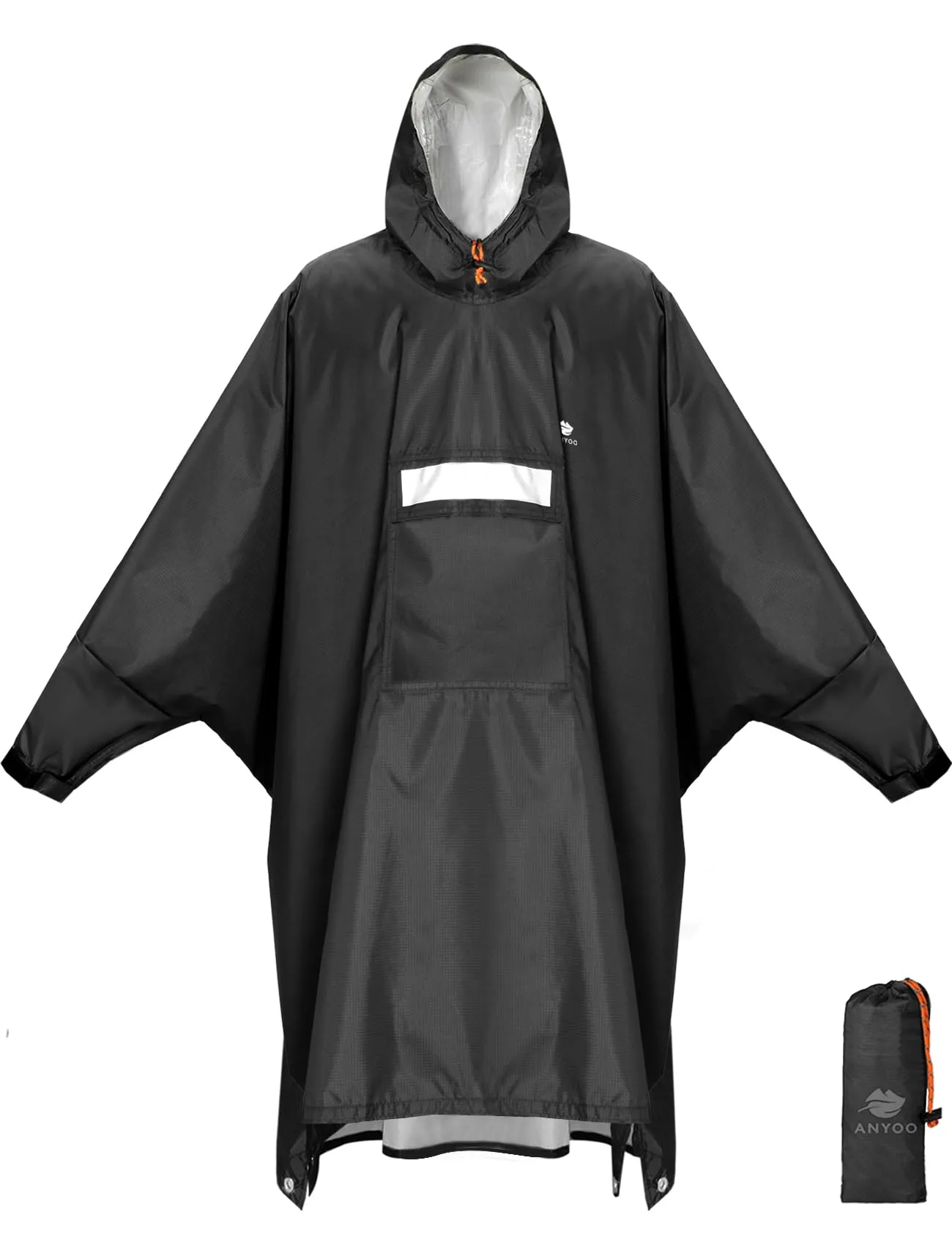 ANYOO Poncho Impermeabile Antivento con Cerniera Laterale - Protezione Totale per le Tue Avventure