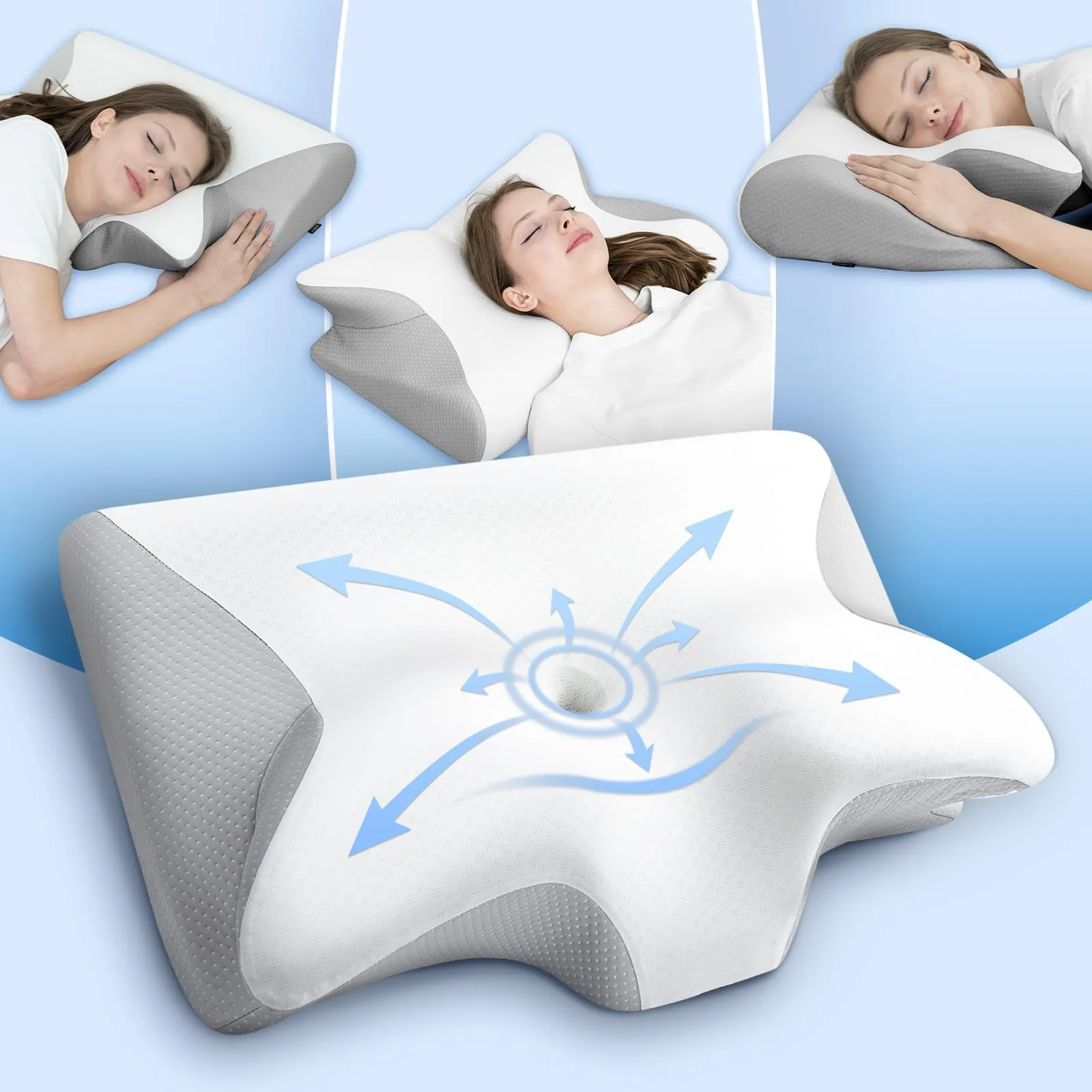 Cuscino Cervicale Ergonomico 2 in 1 HOMCA per un Sonno Senza Dolore