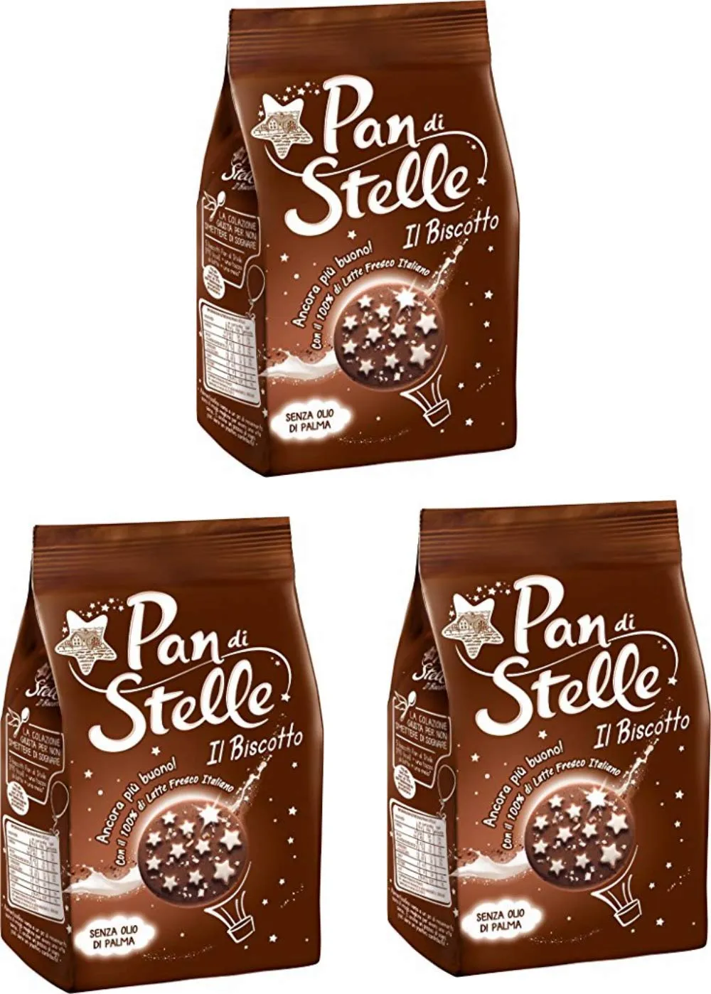 Mulino Bianco Pan di Stelle - Biscotti al Cacao con Nocciole e Stelline di Glassa (3 x 350g)