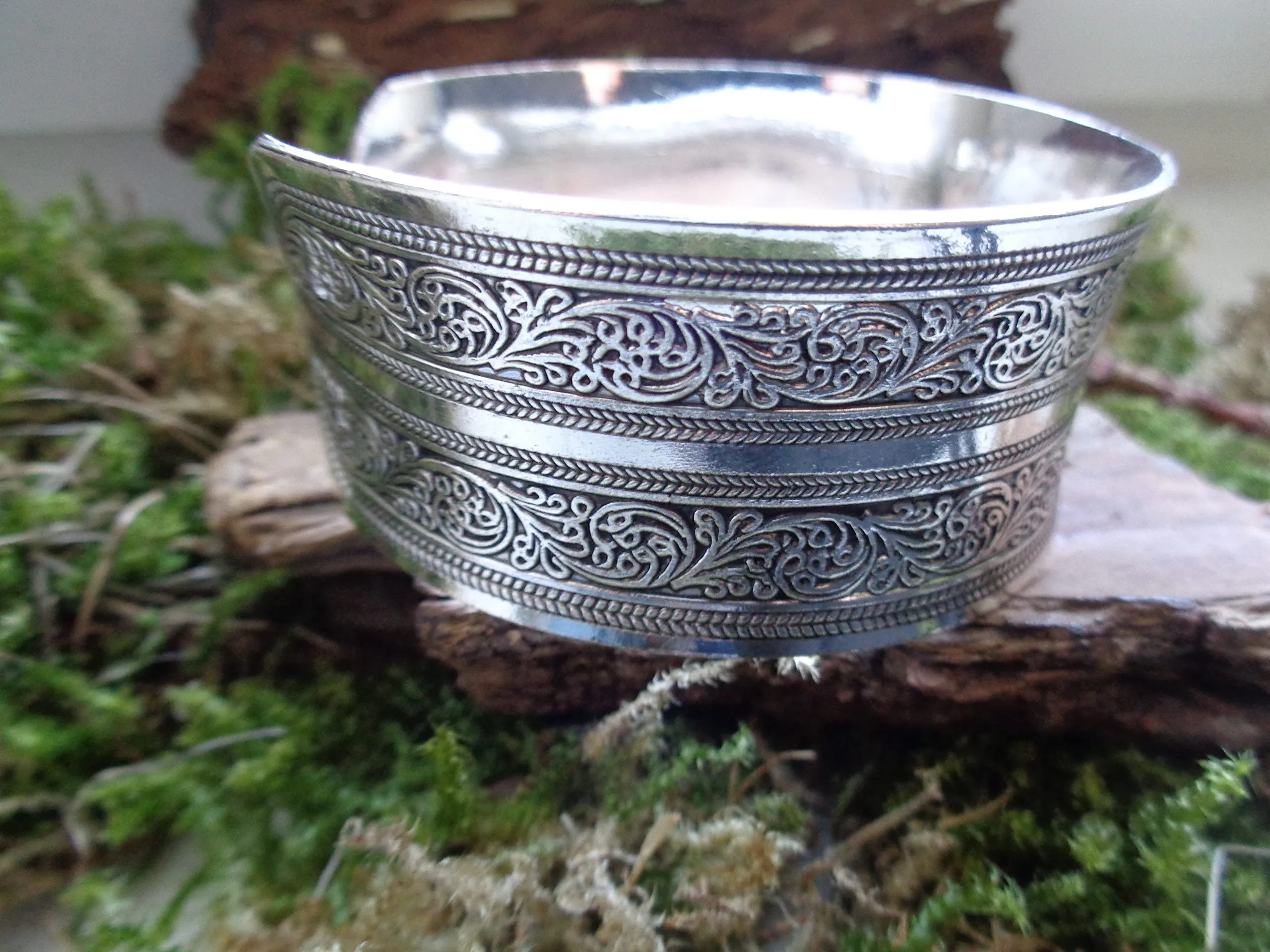 Bracciale Tribale Etnico Boho Argento Regolabile