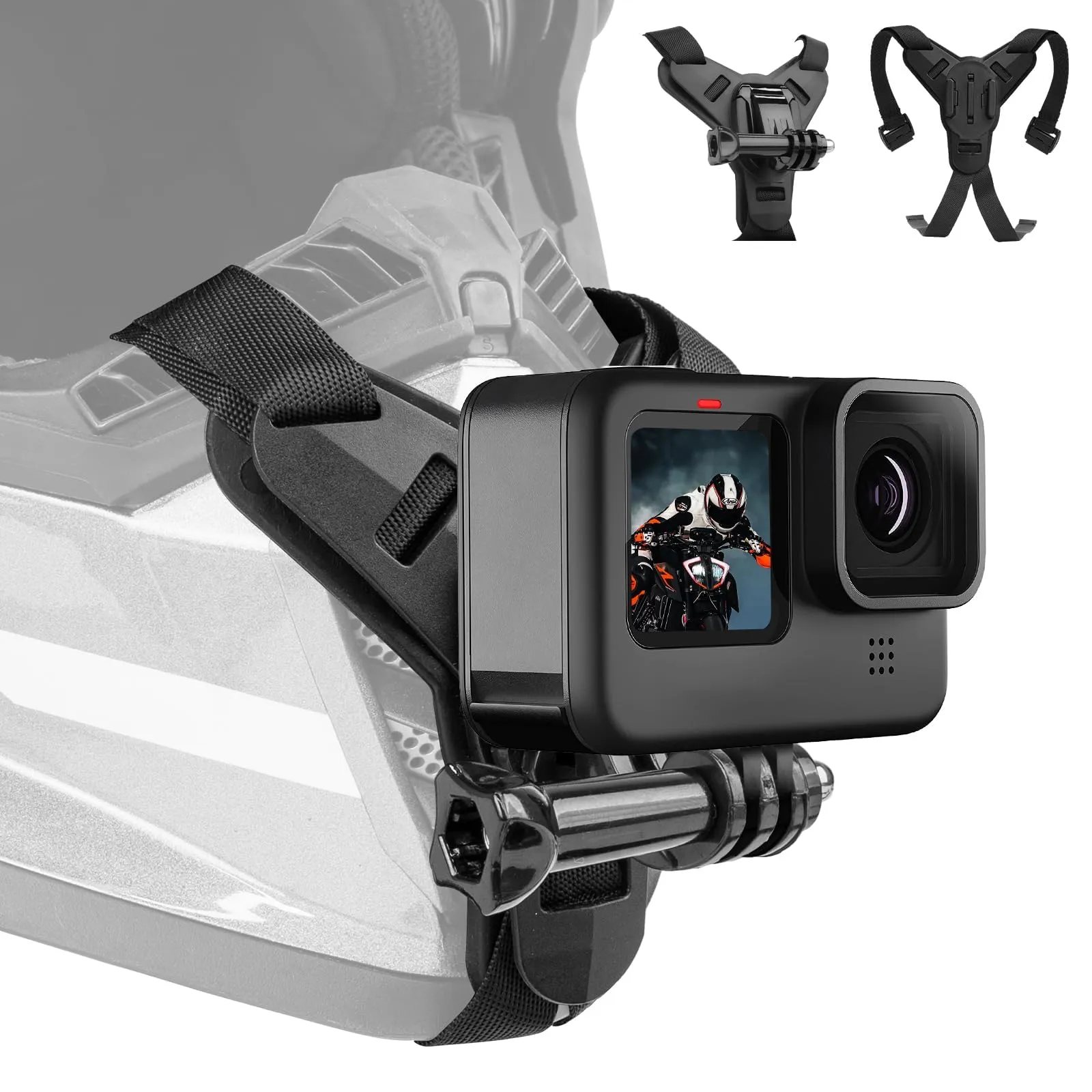 Adaptom Supporto per Casco Moto Mento per GoPro e Action Cam
