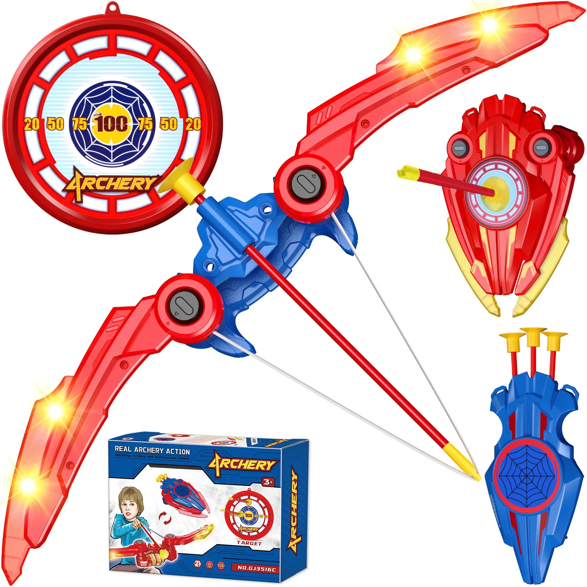 Set Arco e Frecce 3-in-1 per Bambini con Scudo e Bersaglio