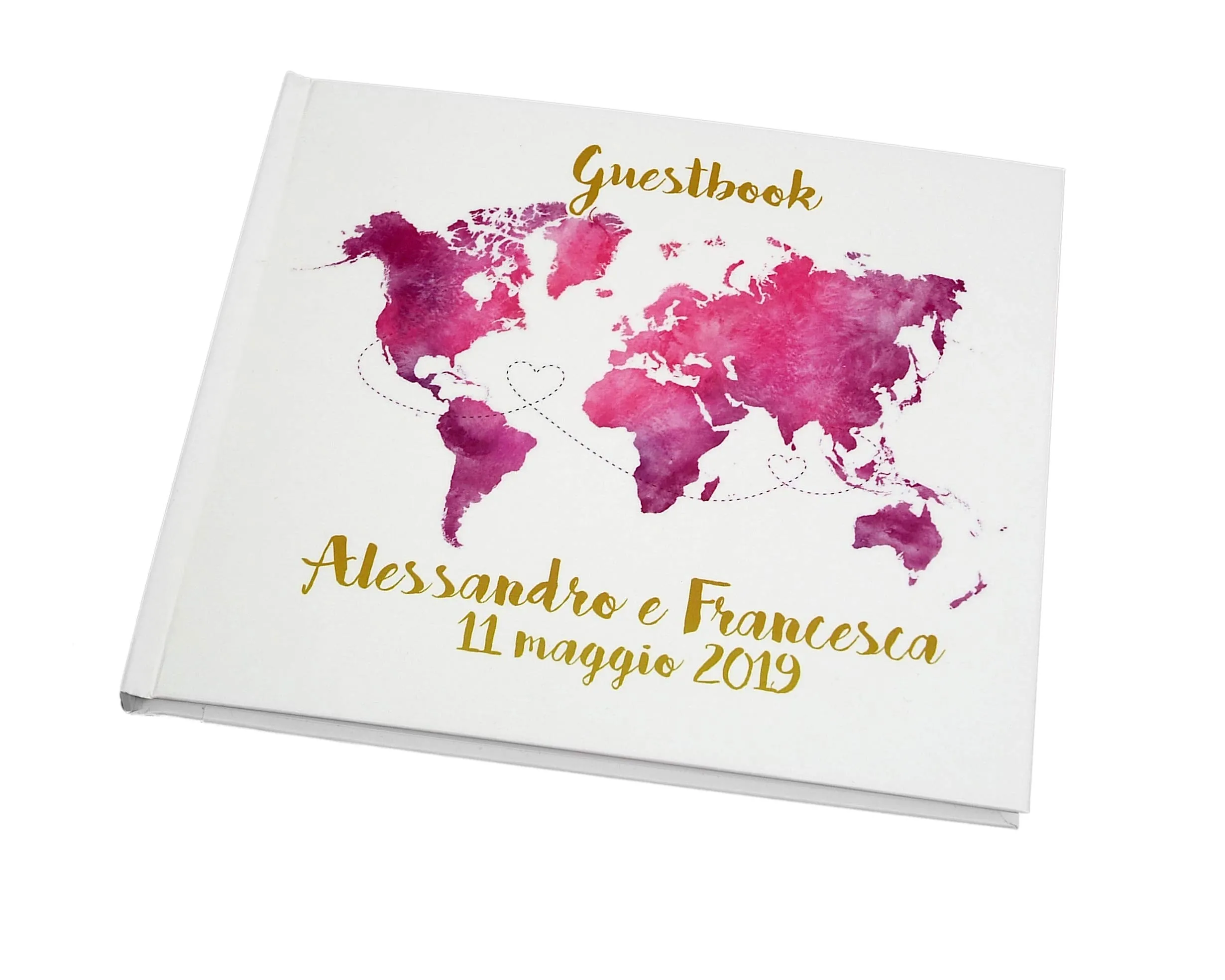 Guestbook Matrimonio Personalizzato Mappamondo - Libro Dediche e Auguri Tema Viaggio