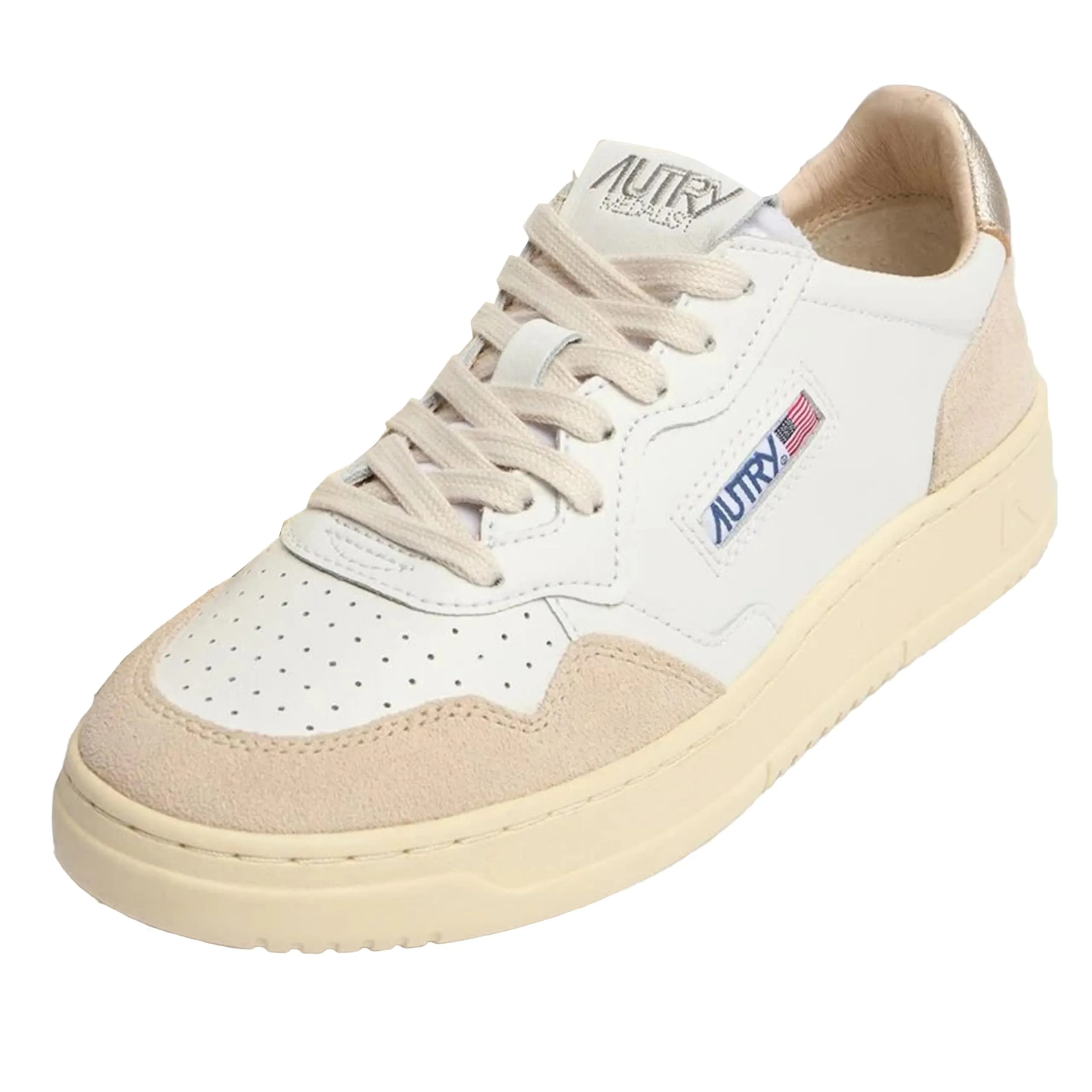 Autry Medalist Low Bianco Oro - Sneakers Donna in Pelle e Camoscio