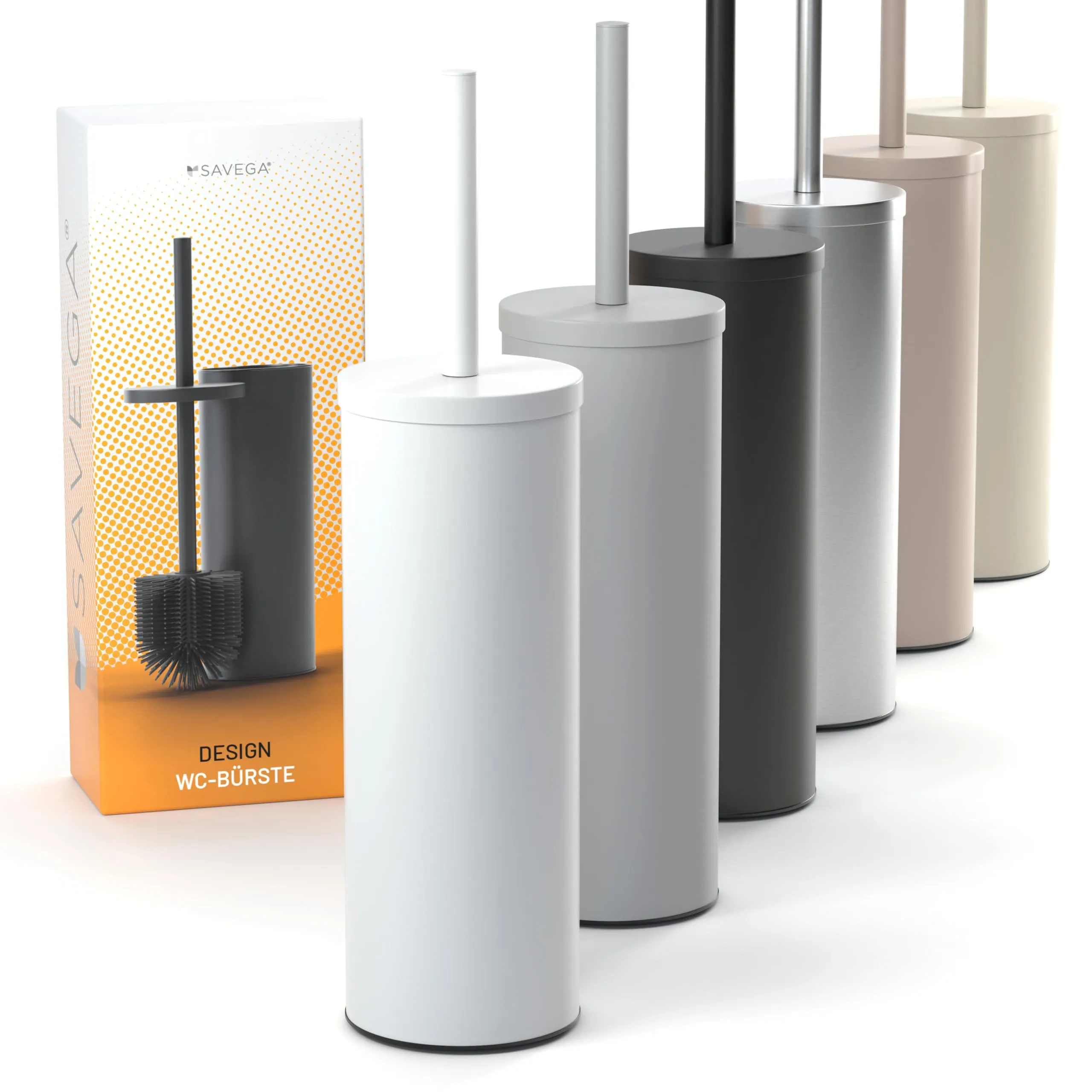 SAVEGA - Scopino WC in acciaio inox e silicone Bianco