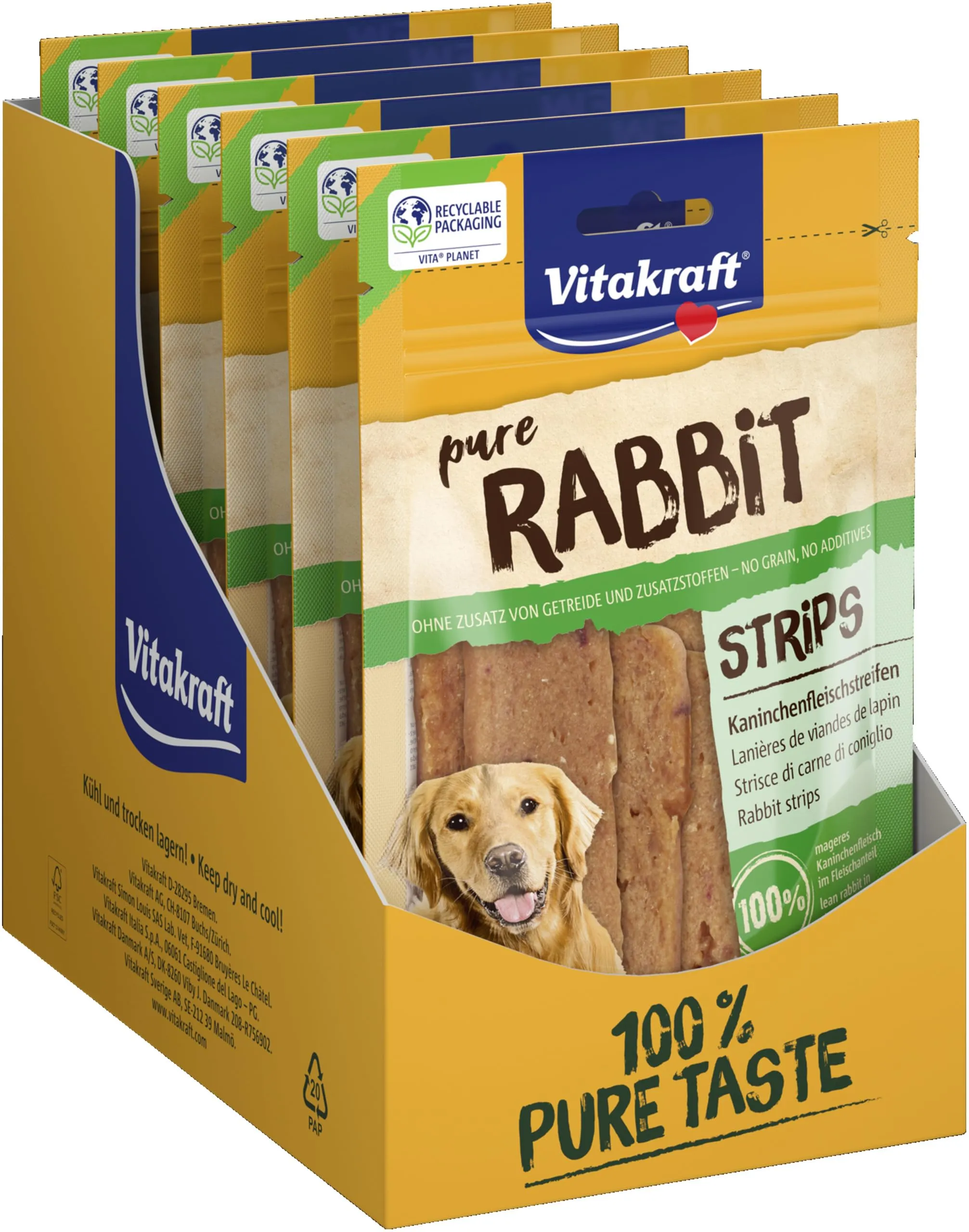 Vitakraft Snack di carne per cani - Strisce di coniglio senza cereali