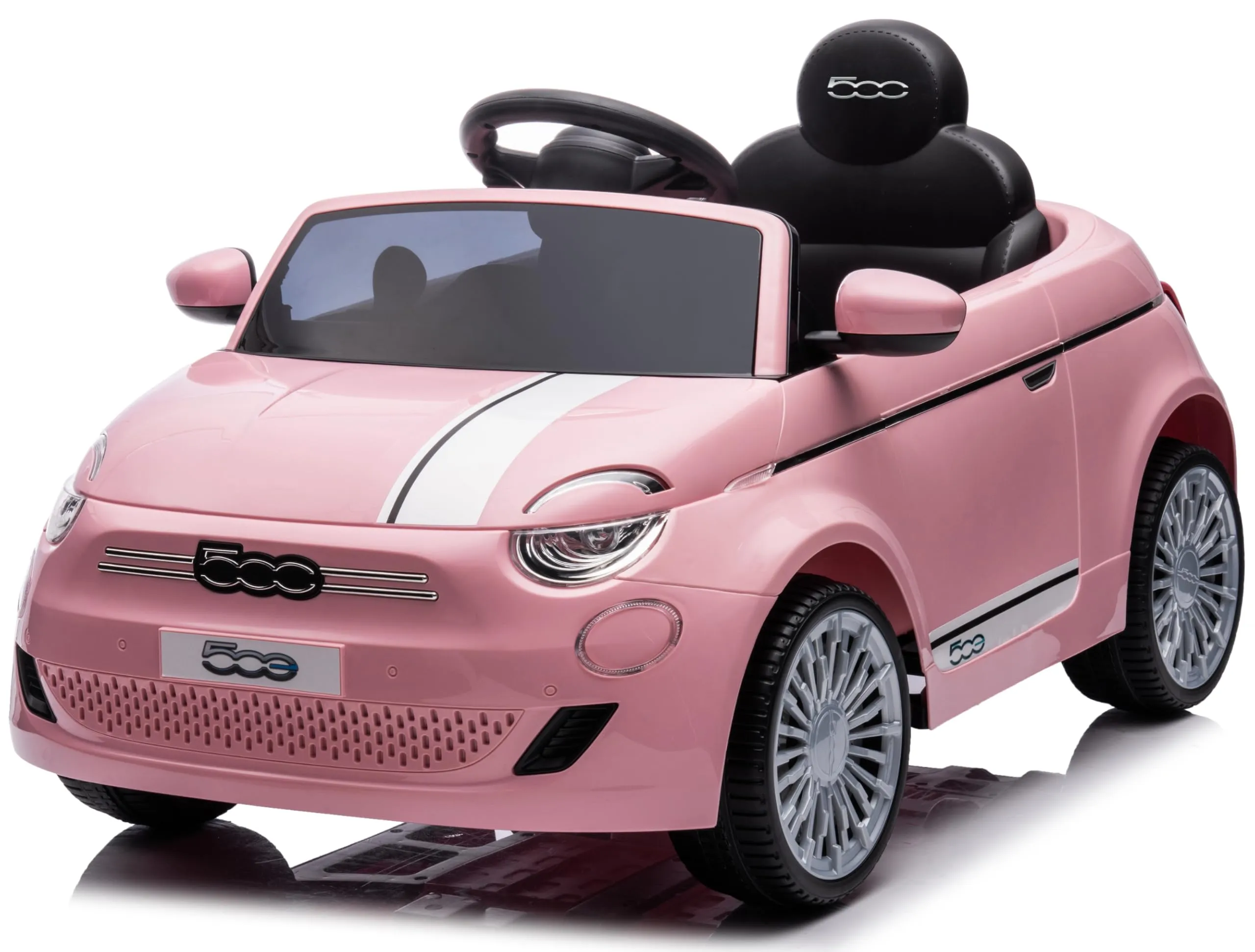 Auto Elettrica per Bambini Fiat 500 Rosa 12V con Telecomando e Sedile in Pelle