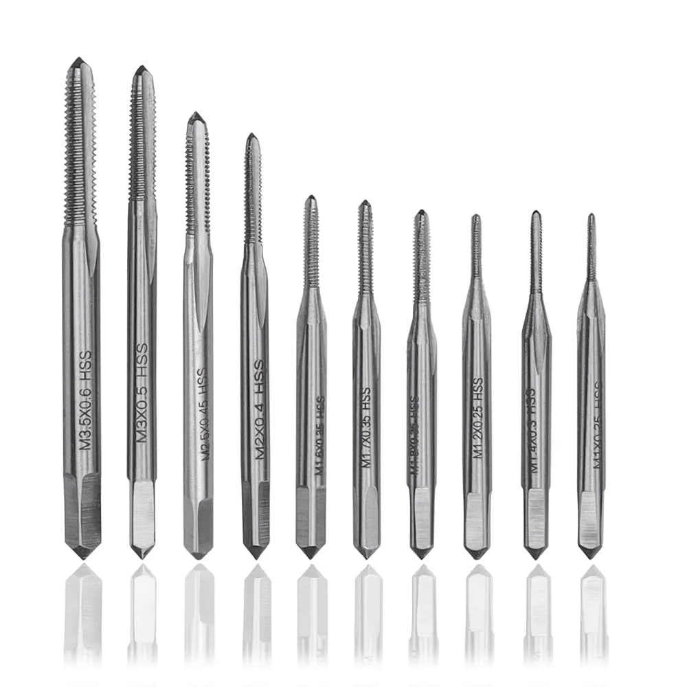 Bestgle Set 10 Maschi per Filettare M1-M3.5 in Acciaio Rapido HSS