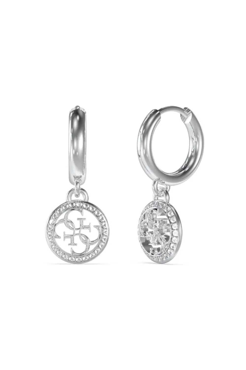Orecchini Guess Brincos JUBE02135JWRHT-U Cerchio Logo Bianco