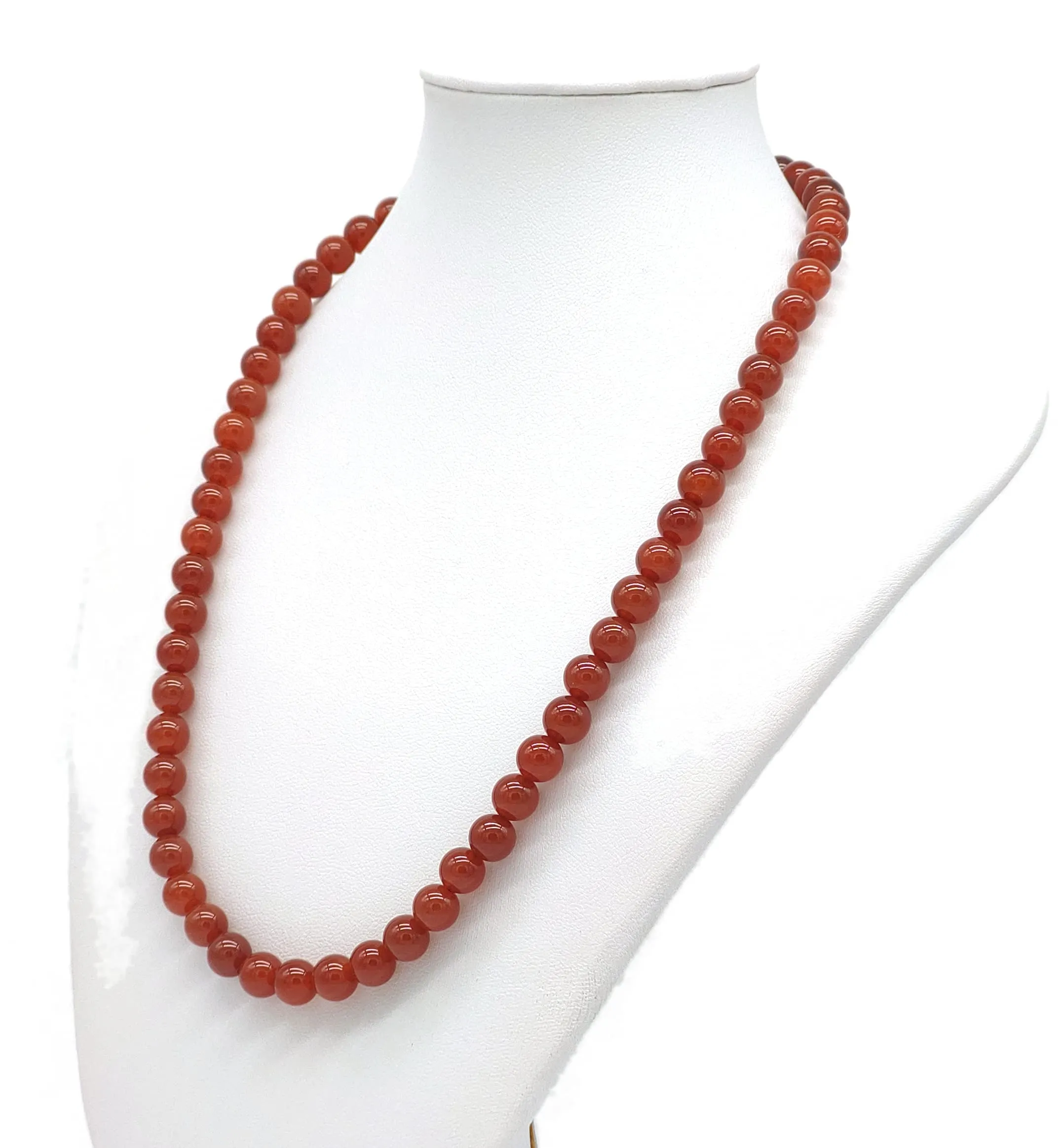 Collana Girocollo Unisex in Corniola, Pietra Naturale, Fatta a Mano