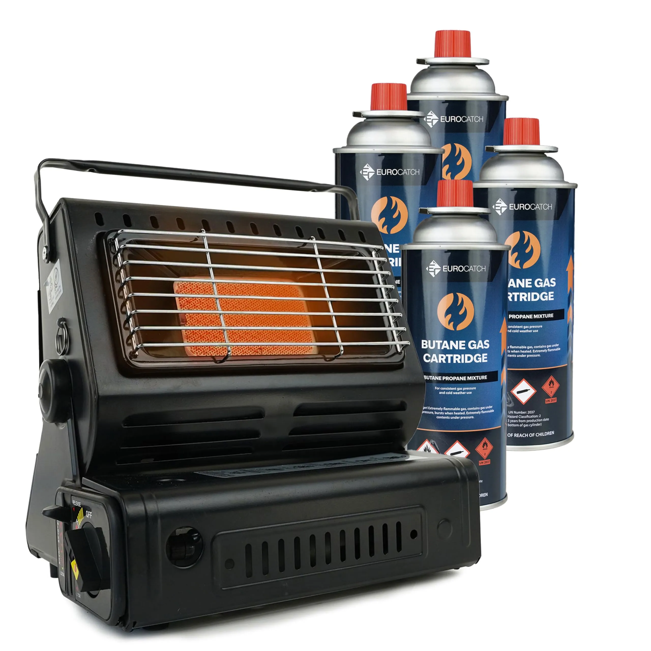 Eurocatch Stufa a Gas Portatile con 4 Cartucce Inclusi