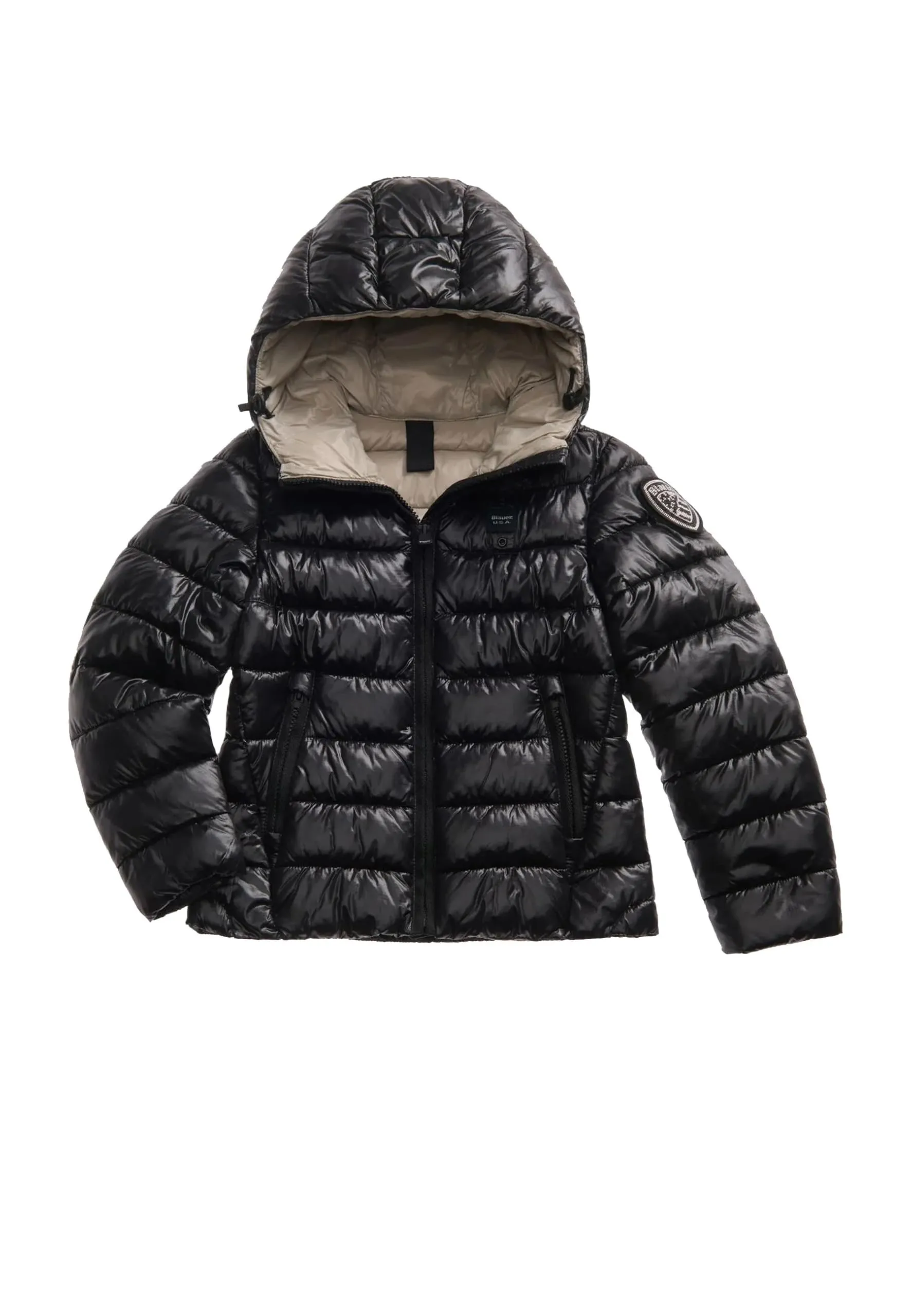 Blauer Piumino Invernale con Cappuccio Nero Bambina
