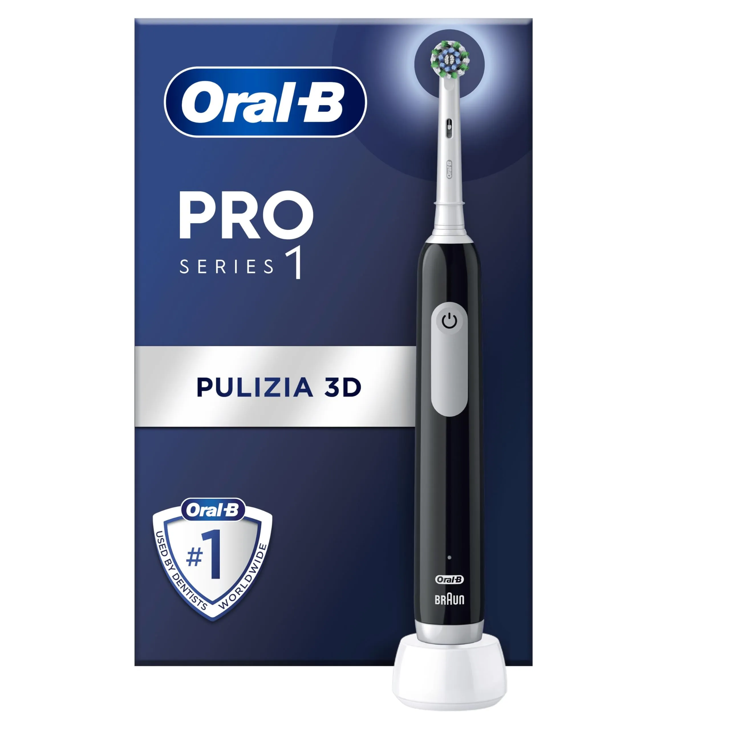 Oral-B Spazzolino Elettrico Ricaricabile Pro Series 1 Nero con 1 Testina di Ricambio