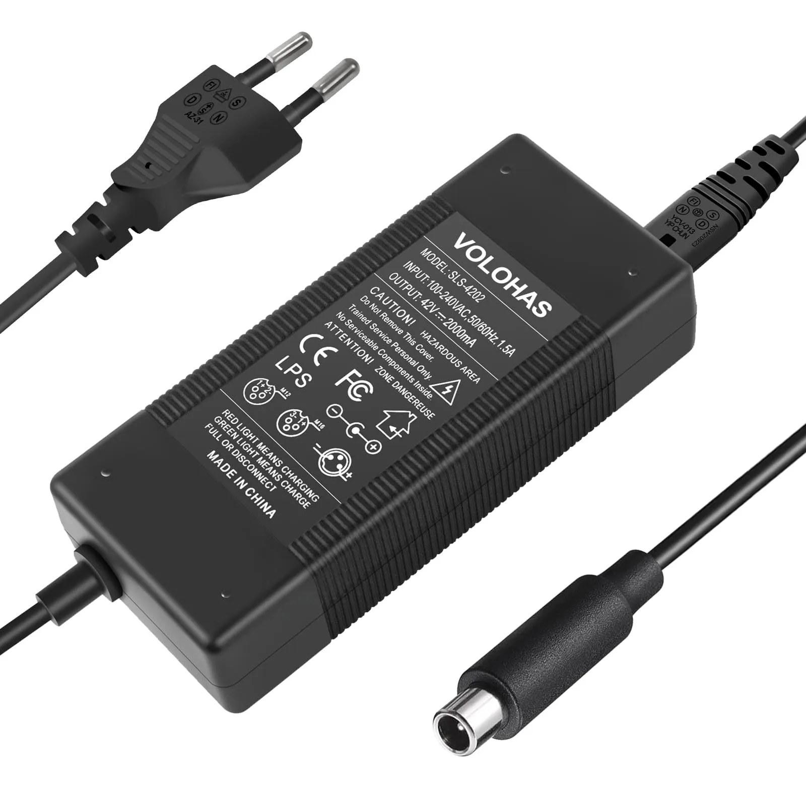 VOLOHAS Caricabatterie 42V 2A per Scooter Elettrici Xiaomi e Segway Ninebot