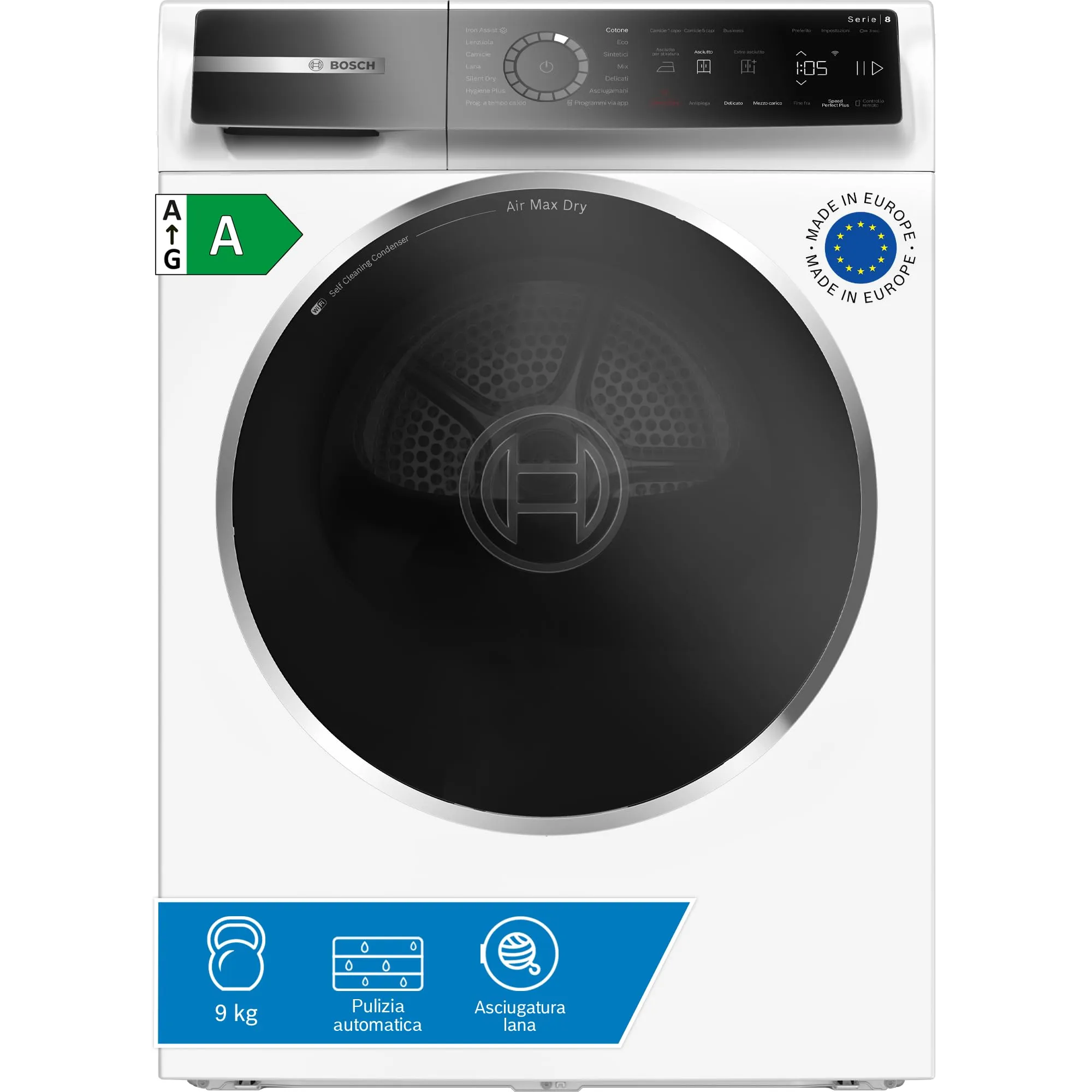 Bosch WRB247C0IT Serie 8 Asciugatrice a Pompa di Calore