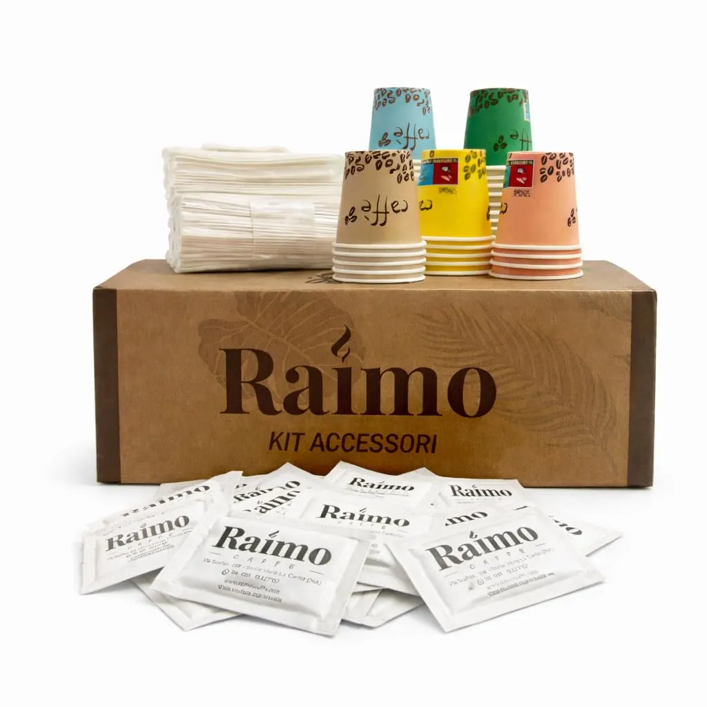 Kit Completo 900 Accessori Caffè - Bicchierini Biodegradabili, Palettine in Legno e Zucchero Extra Fine