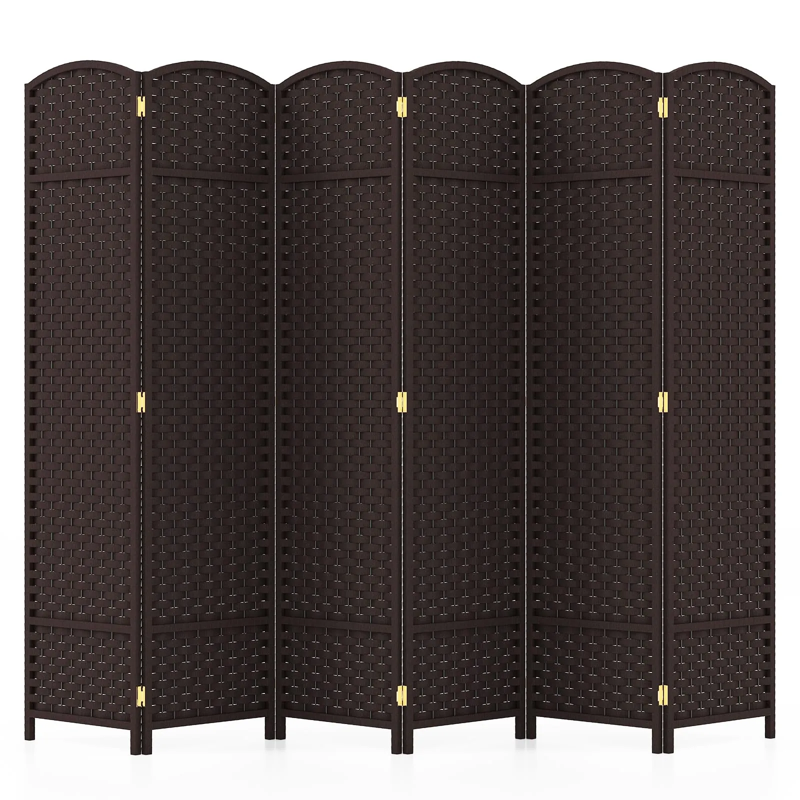 Paravento Pieghevole a 6 Pannelli Marrone COSTWAY