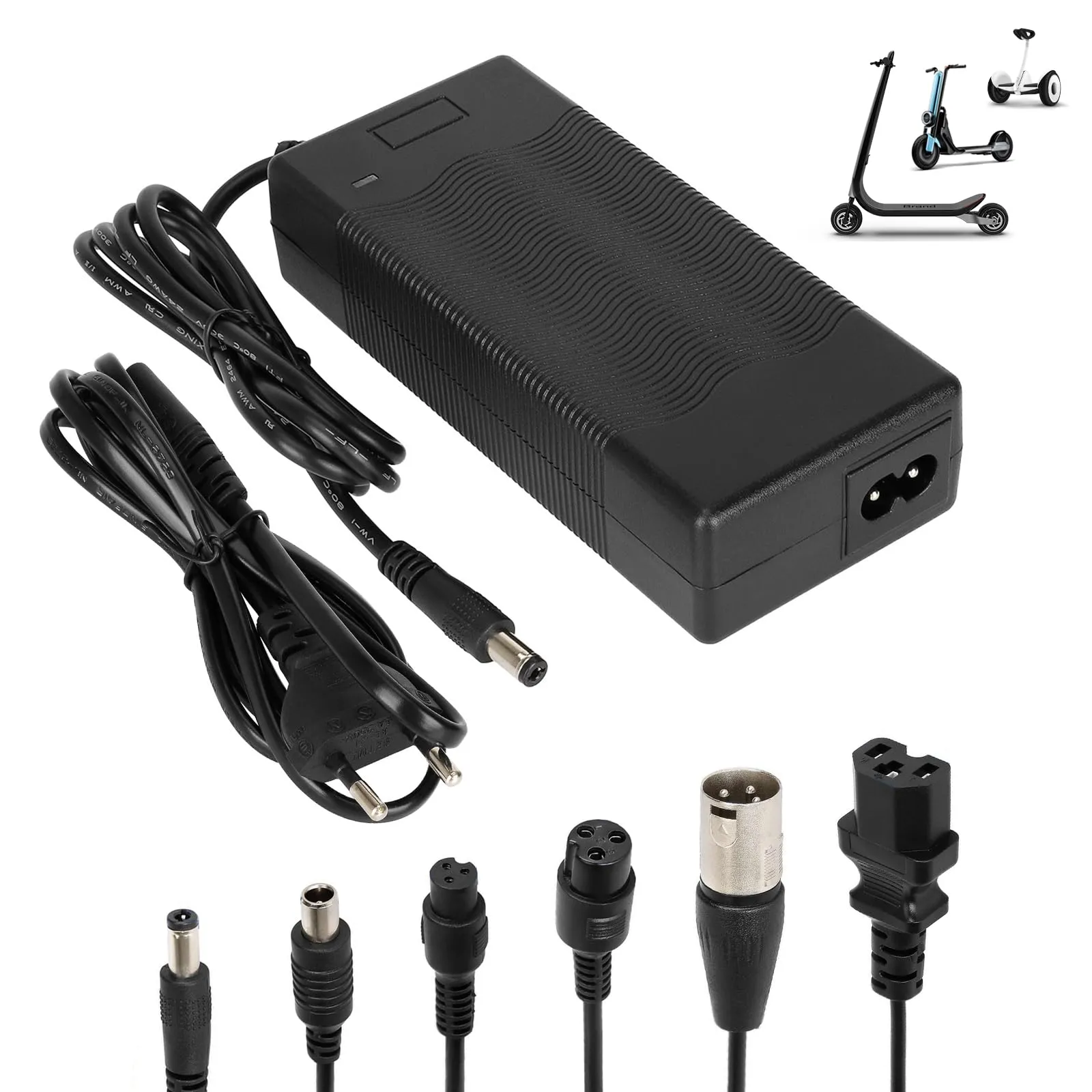 Caricatore Adattatore 42V 2A per Scooter Elettrico con 6 Connettori Universali