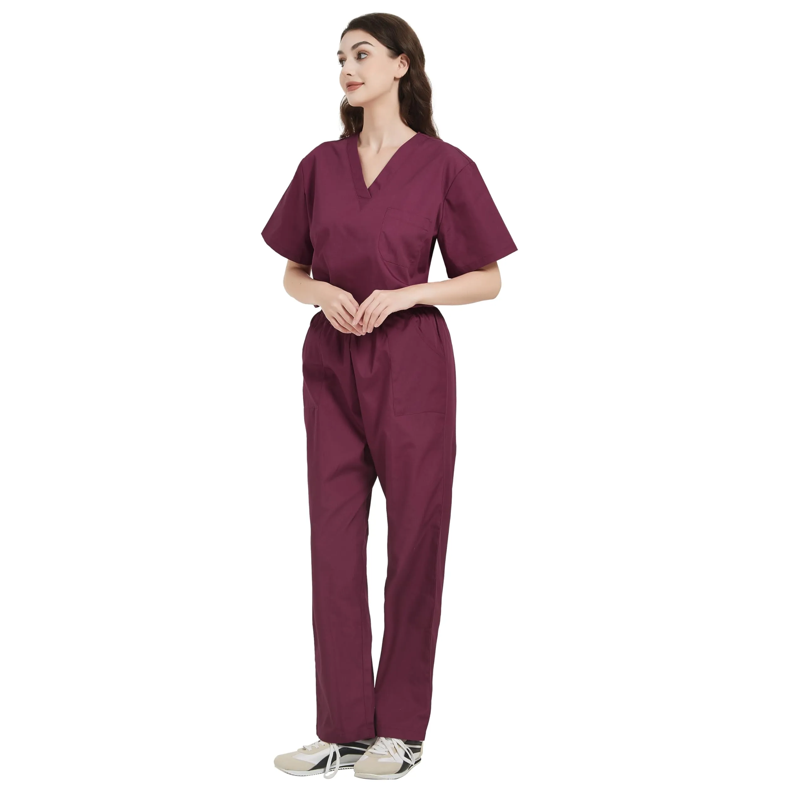 MISEMIYA Uniforme Sanitaria Unisex - Completo Camice e Pantaloni Granato